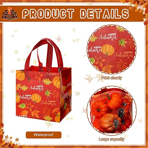 Miniatura 3 de Sweetude 48 bolsas de mano de Acción de Gracias, bolsas de regalo de otoño, regalo de fiesta de Acción de Gracias, bolsas no tejidas con asas,