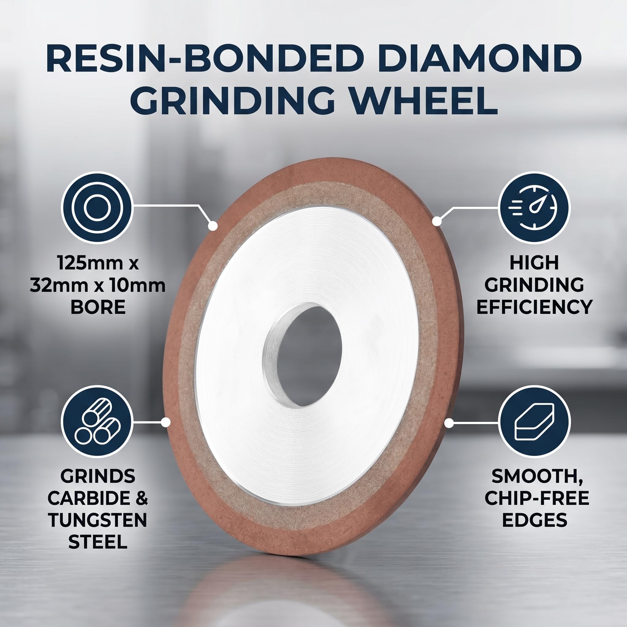 Roue Abrasive Diamantée en Résine Haute Performance pour Acier de Tungstène et Lames d'Alliage
