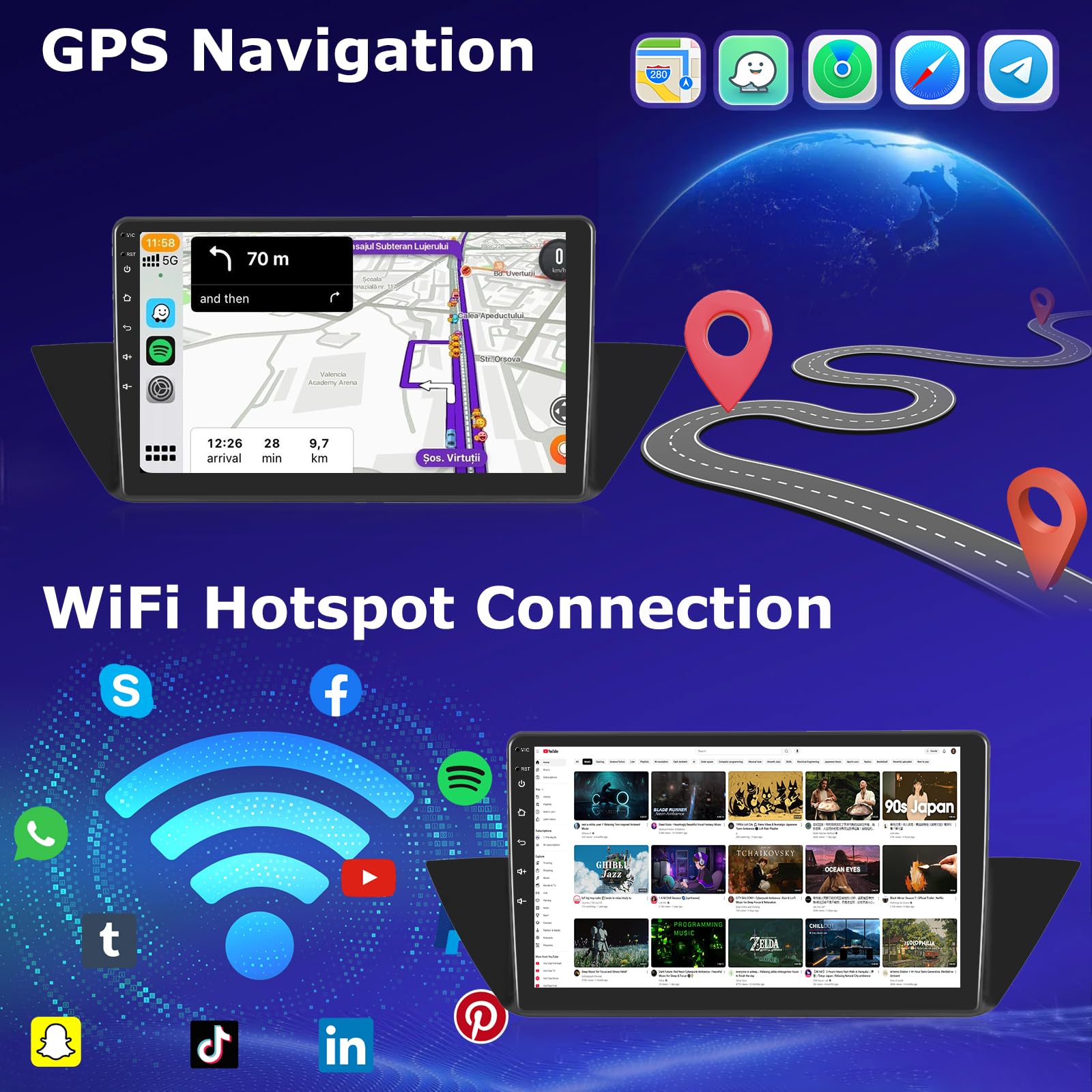 Autoradio per BMW X1 E84 2009-2016 con Wireless CarPlay & Android Auto | [2+64G] Touchscreen 10.1 pollici Supporto WiFi, Navigazione GPS, Bluetooth, FM RDS, EQ, Schermo Diviso