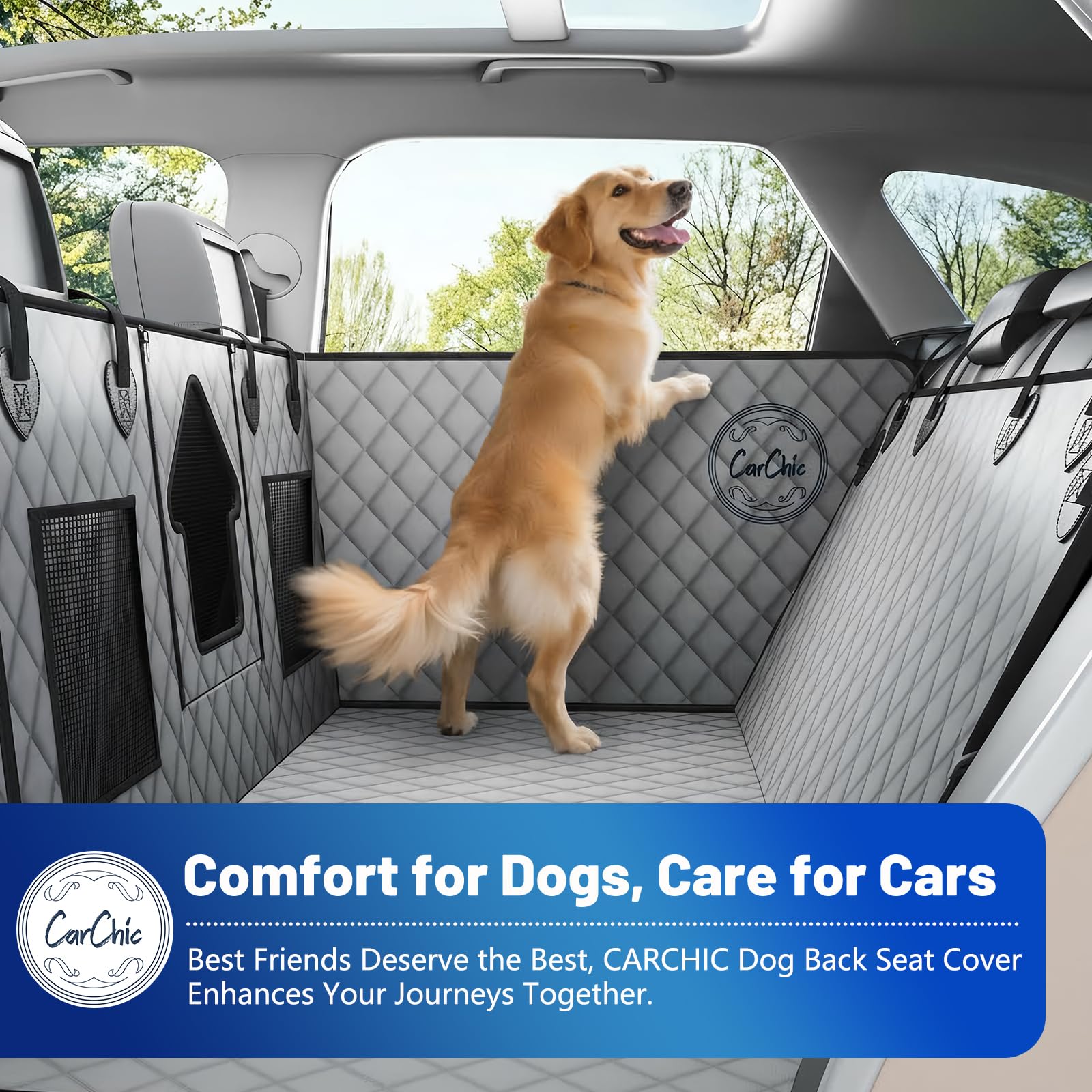 CarChic Dog Car Seat Cover for Back Seat - Waterproof Pet Hammock with Embedded Insert Door Protectors, 600D Oxford Scratch-Proof,Belt Opening,Machine Washable for Cars, SUVs,Small - Trucks - image 8