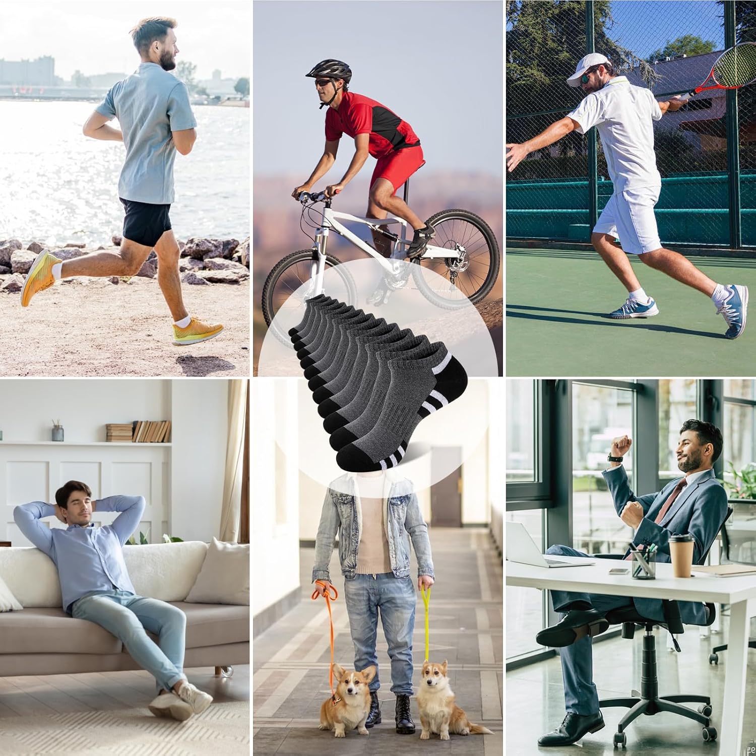 COOVAN Mens 12 Pack Athletic Ankle Socks, Mens Cushioned Comfortable Low Cut Sock 12 Pairs - Image 6