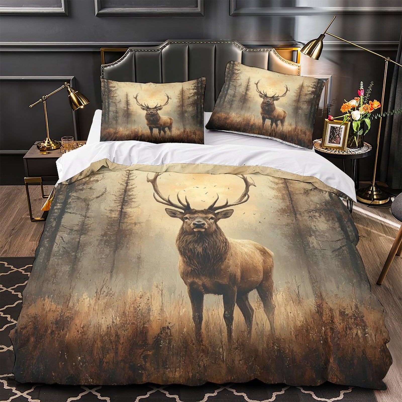 Parure de lit cerf en microfibre douce et résistante imprimé 3D haute définition