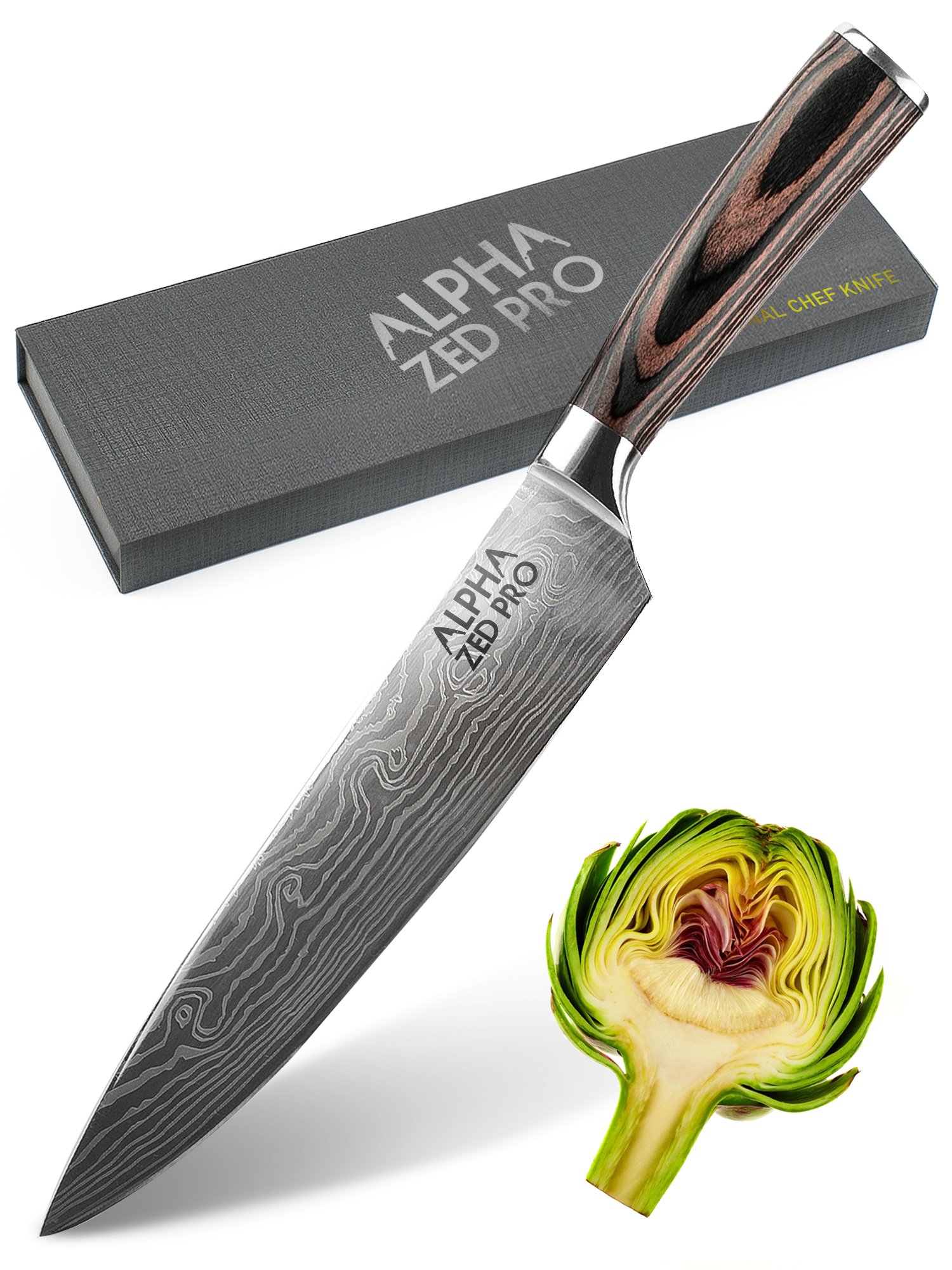 High Carbon 8 Inch Professional Kitchen Chef Knife - Stainless Steel Forged Blade - All Purpose Knife - Perfect for Cutting, Slicing, Chopping or Dicing – Free Bonus Odor Remover Bar