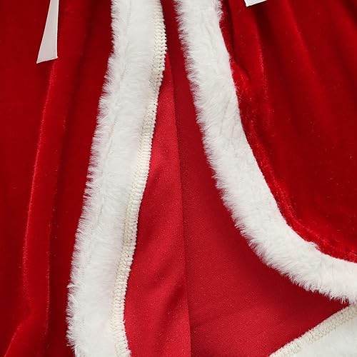 Miniatura 5 de Capa de Navidad para bebé capa de terciopelo con capucha para niños pequeños con piel bata de señora Santa Claus disfraz de Navidad elegante