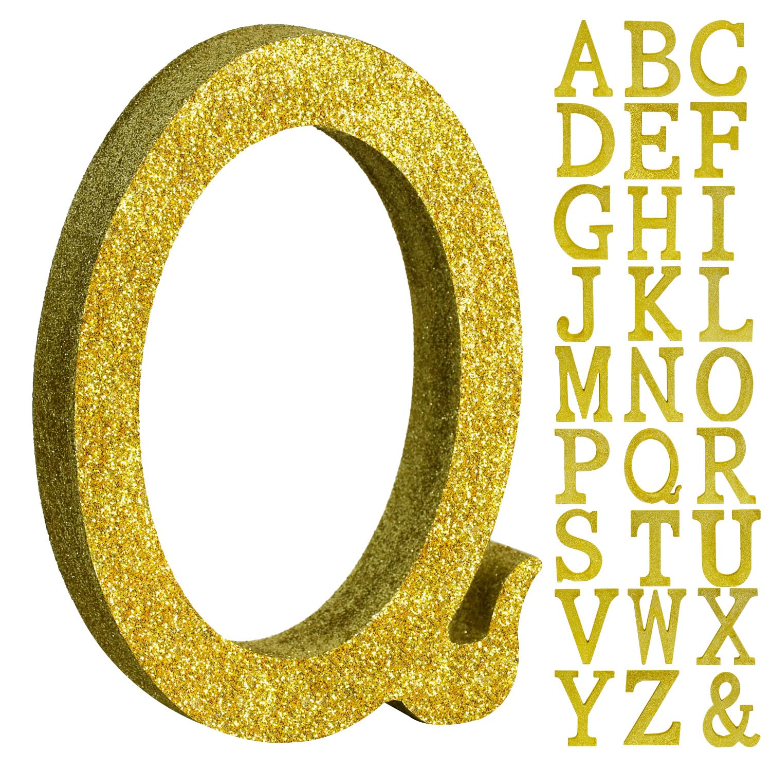 TONIFUL 8 Inch Gold Glitter Letter Q Table Centerpiece A-Z Gold Birthday Party Decorations,Gold Alphabet Q for Birthday,Chrismas,Graduation,Bridal Shower,Wedding,Anniversary Party Supplies