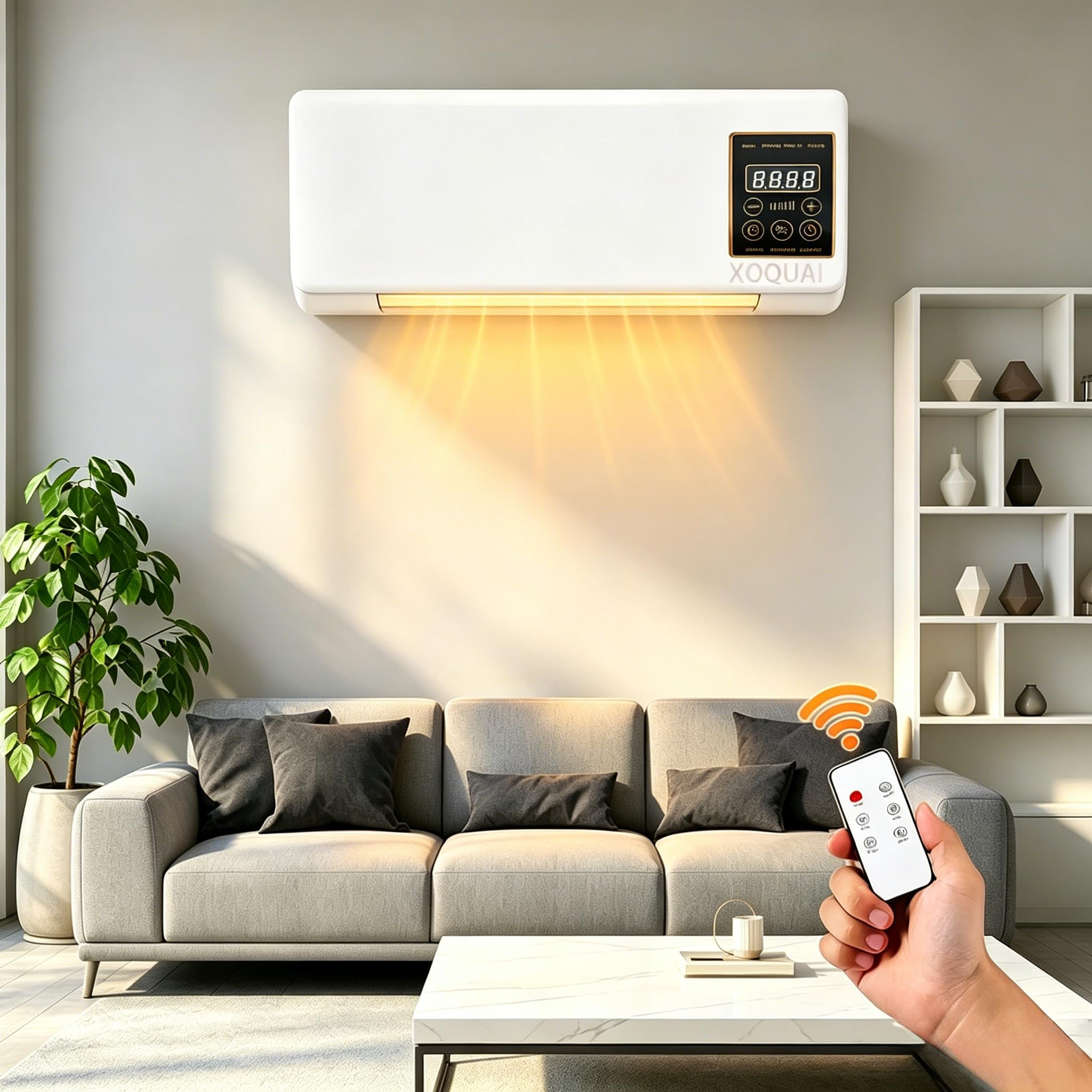 Mini climatiseur mural avec télécommande,Climatiseur Portable 2000 W,pour chambre à coucher, salon, bureau - Design compact - 55.5 cm x 23 cm x 11.5 cm