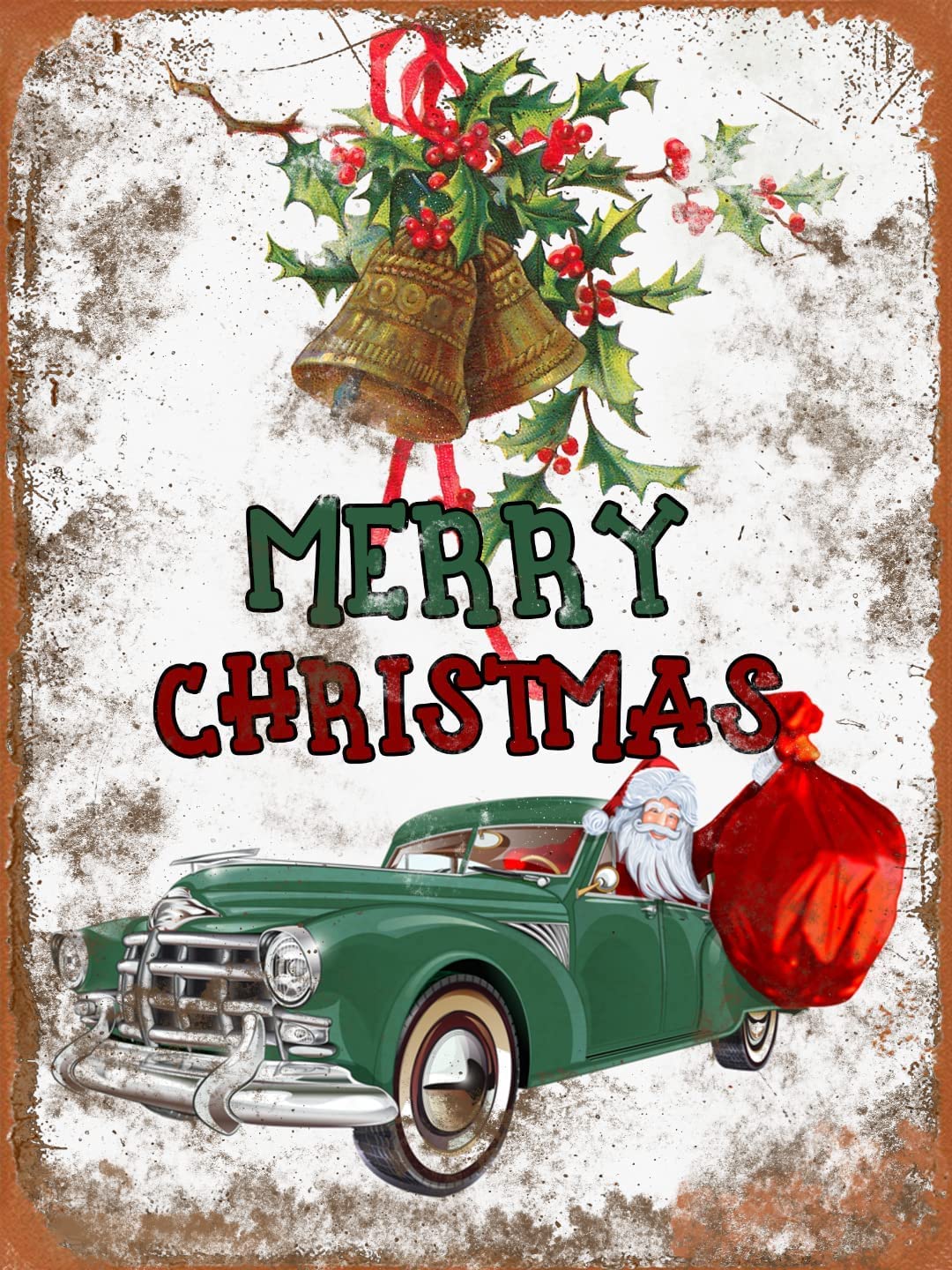 rayprint Santa Claus Giving Gifts Metal Posters Vintage Christmas Decorations Metal Signs Rustic Farmhouse Bedroom Bar Coffe Kitchen Garage Garden Party Decor 8x12Inches