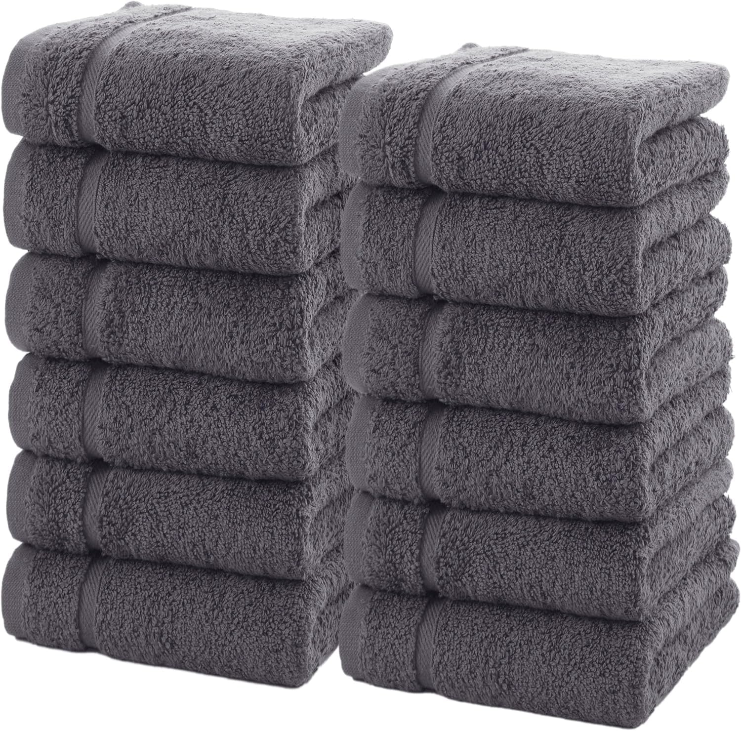 Textilesy Men's Charcoal Grey 12X Face Cloth Towels (30 X 30 Cm) 100% Egyptian Cotton Flannel Washcloth Set 600Gsm Highly Absorbent Gym Spa Fingertip Towels (Charcoal Grey)