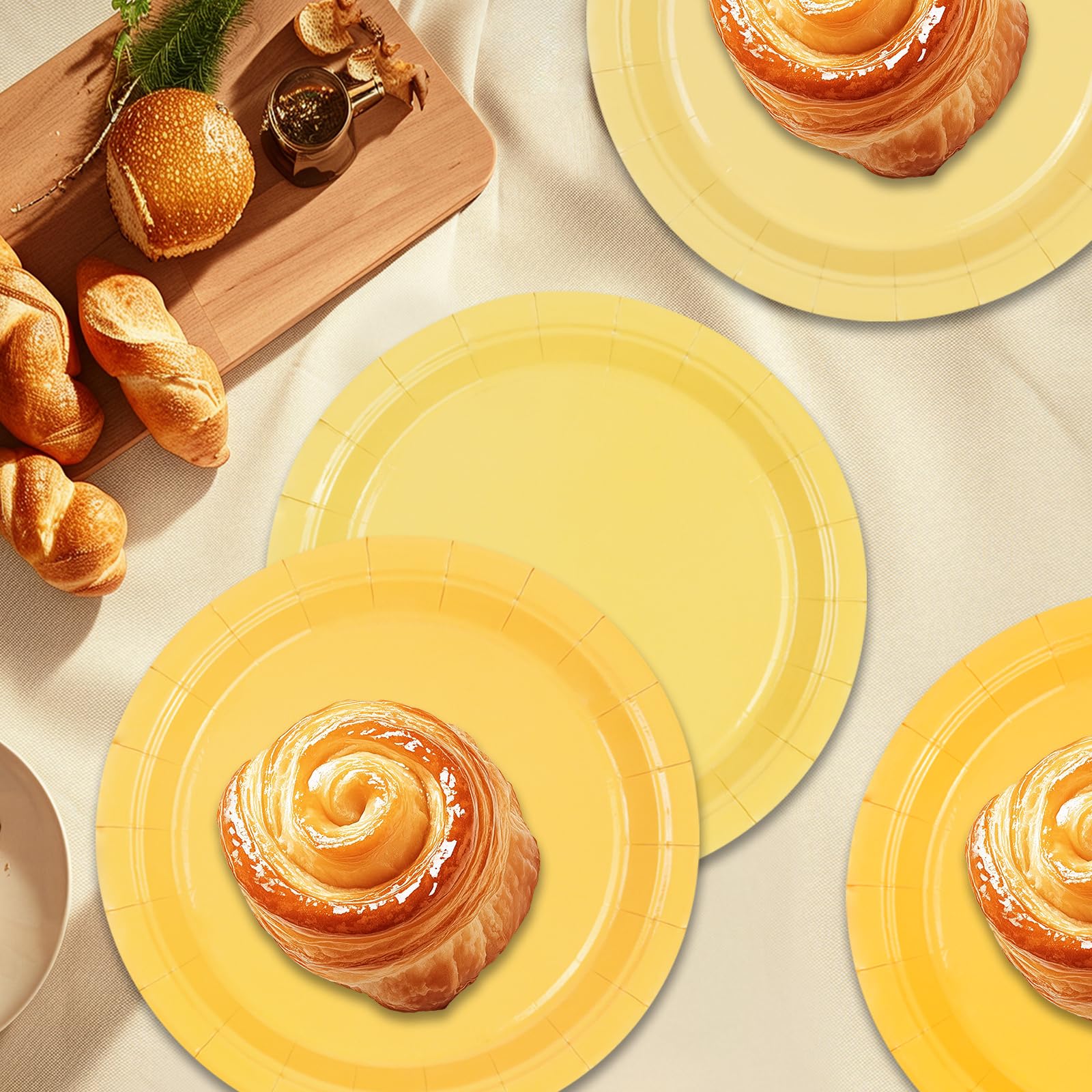 EVYIENEN 48 Pcs Yellow Paper Plates - Image 4