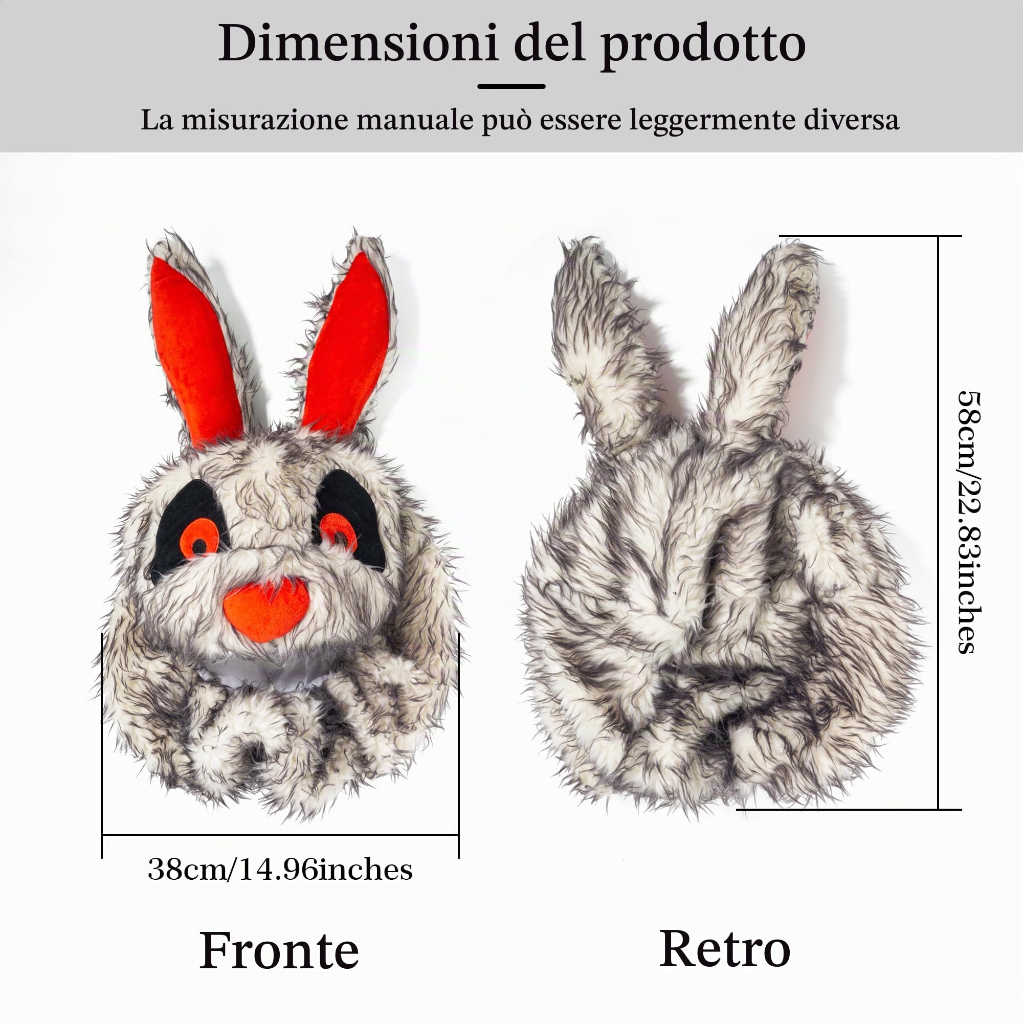 Copri casco da moto, decorazione divertente per casco, giri divertenti e regali (animali di peluche, coniglio pazzo)