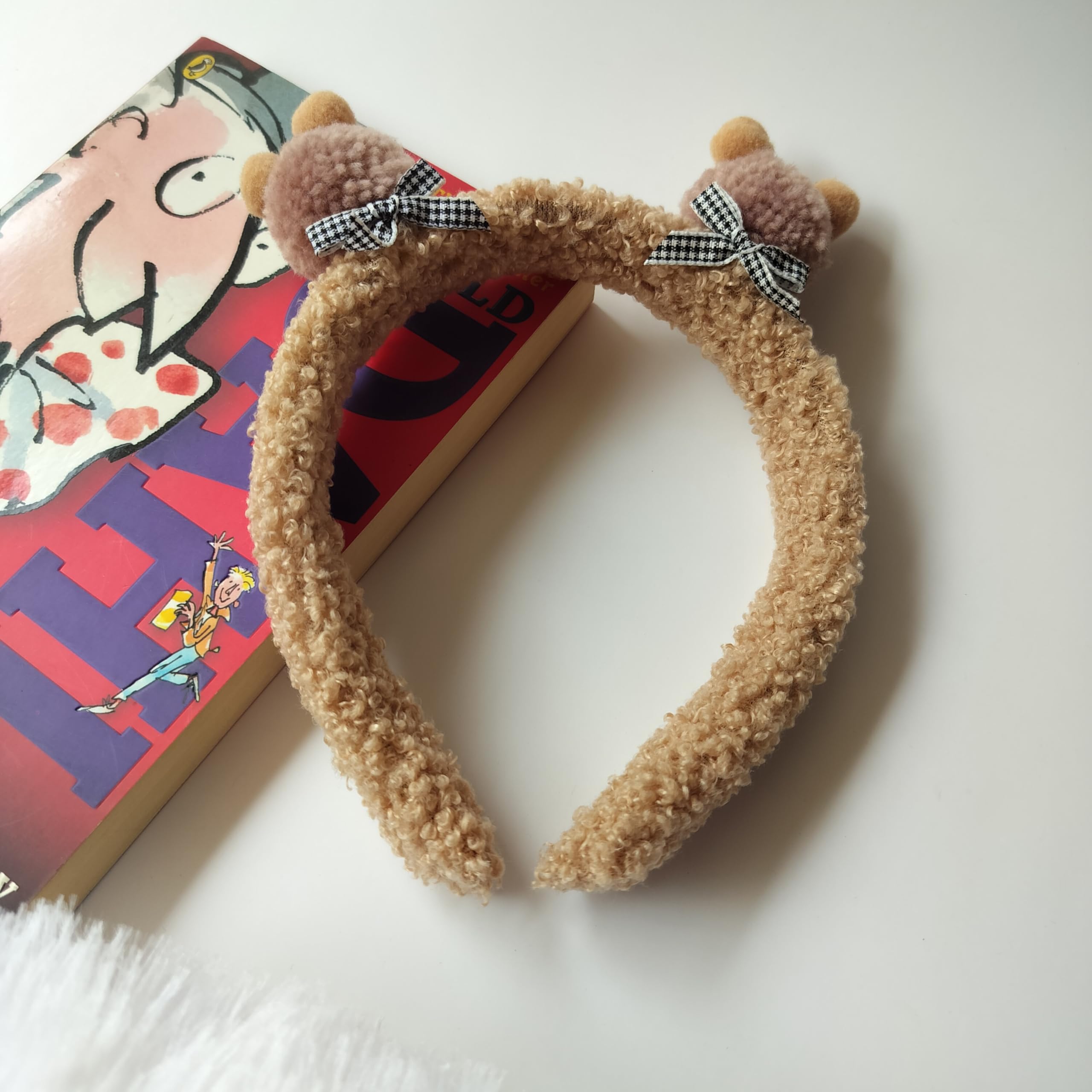 Hairband Teddy Bow Fleece (Light Brown)-image-40