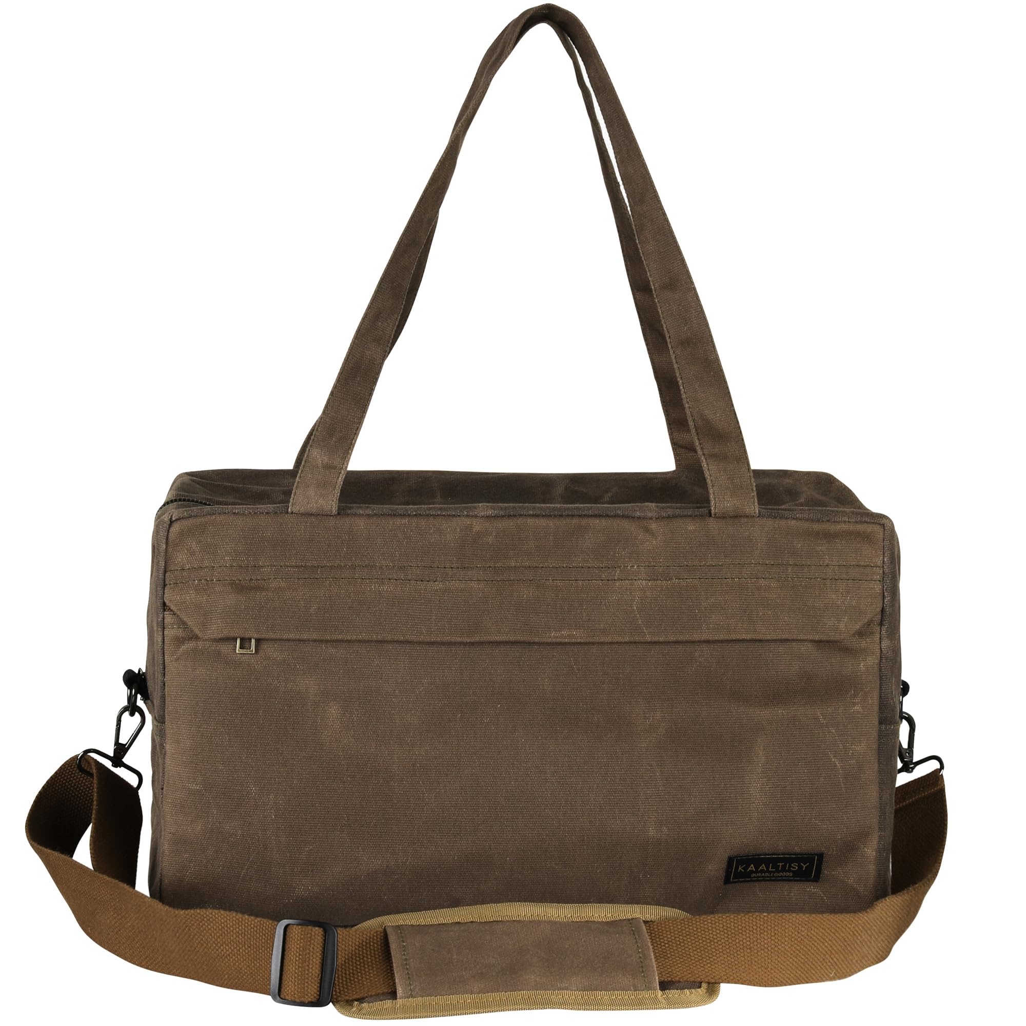 Kaaltisy Grey Canvas Tool Organizer Bag, Heavy Duty 16Oz Waxed Canvas Garden Hand Tools Tote - With 6 Inside Slots & 1 Large Storage Capacity, Hand Tools Bag For Gardening Carpentry Tools | 15.5" X 9" X 9"