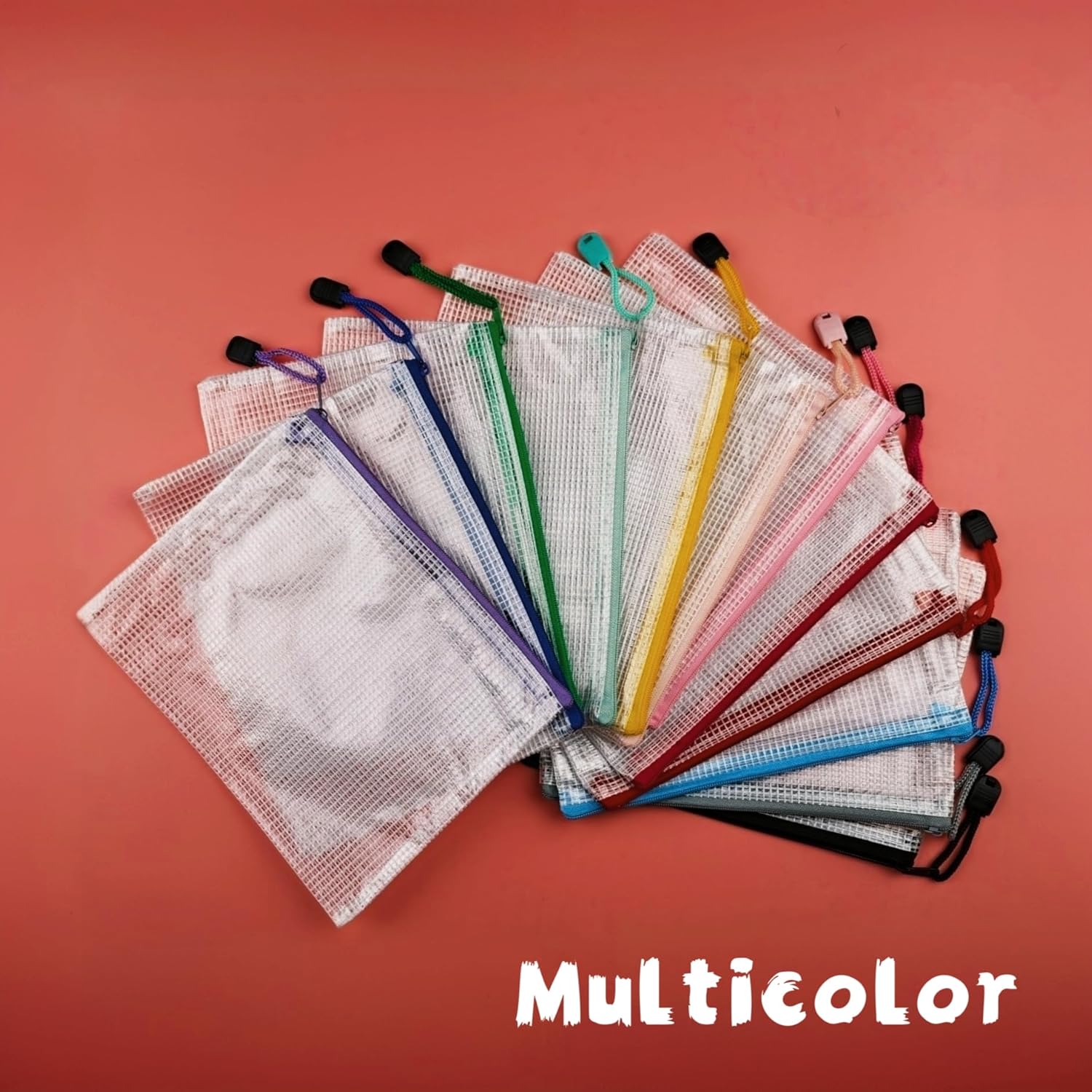 Niziting-18 Pcs,3"x 5",Plastic Mesh Zipper Pouch Document Folders Bag Zipper Zip File Folders for Office Supplies, Travel,Organizing Storage (3x5 Inches, Multicolor) - Image 6