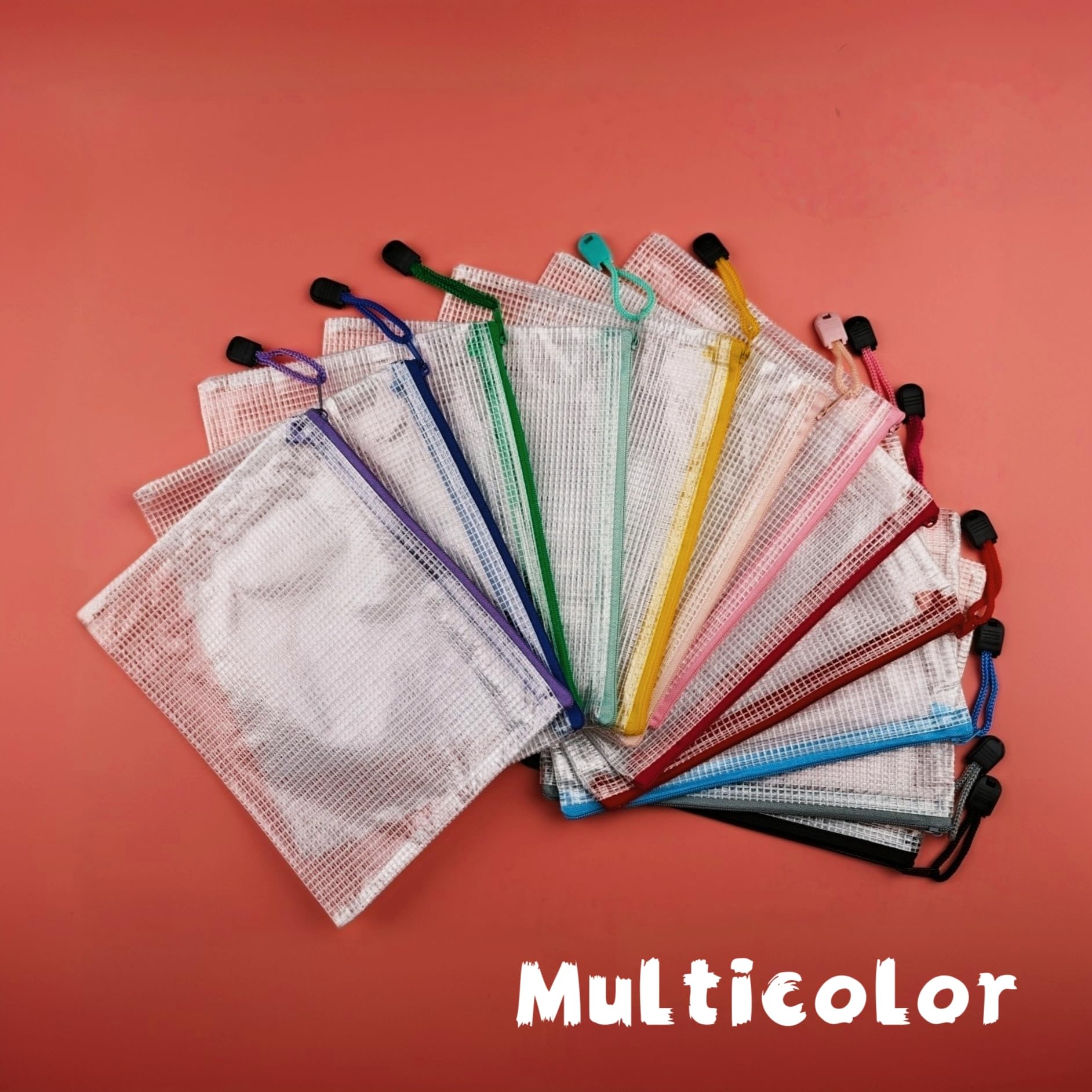 18 bolsas de malla de plástico con cremallera para documentos, bolsa con cremallera (multicolor, 3 x 5 pulgadas)