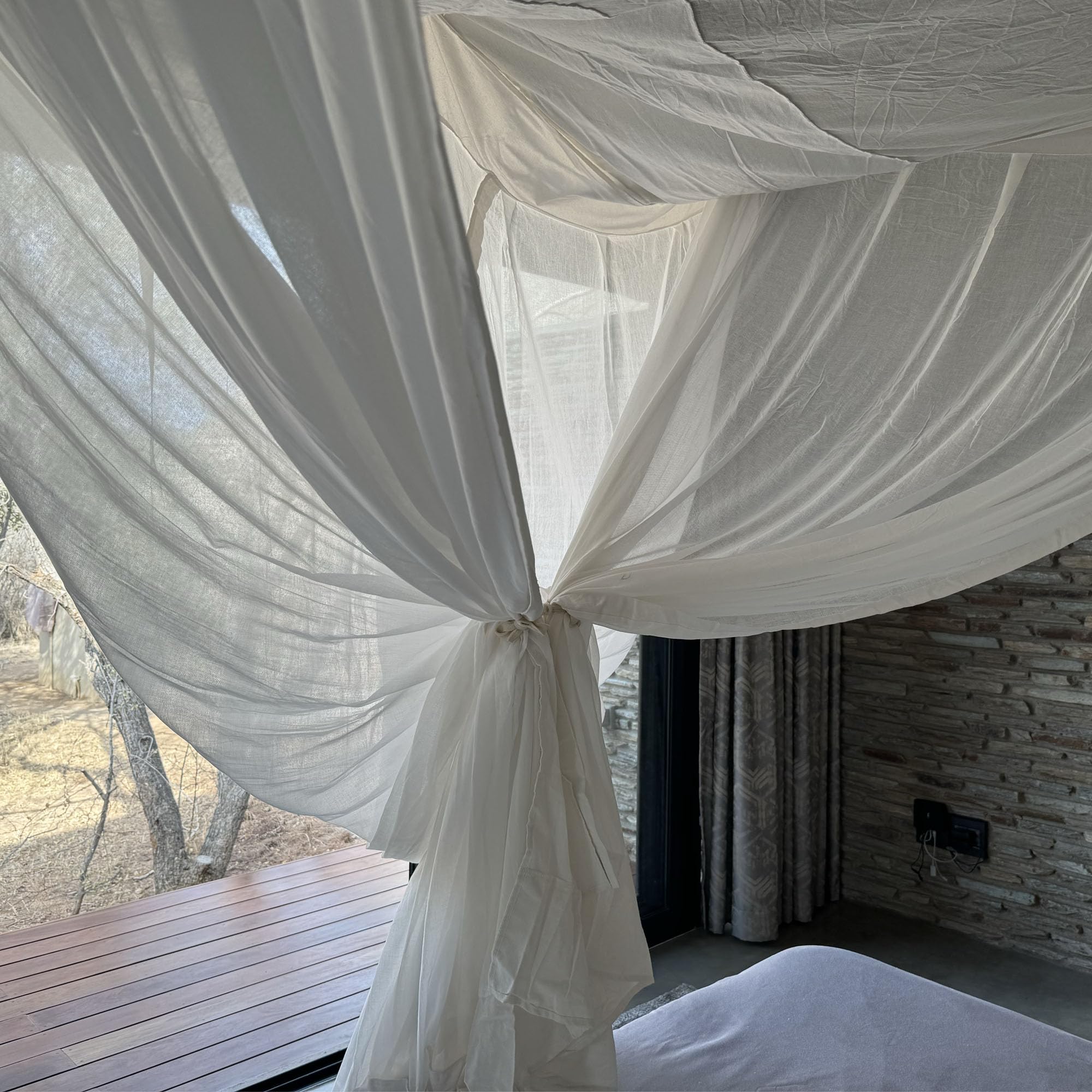 Betthimmel aus 100% Baumwolle für Queen-Size-Bett und King-Size-Bett | Handgefertigt Luxuriös Moskitonetz Schlafzimmer Vorhänge | Dekorativ Rechteckig für Zuhause mit 4 Türen