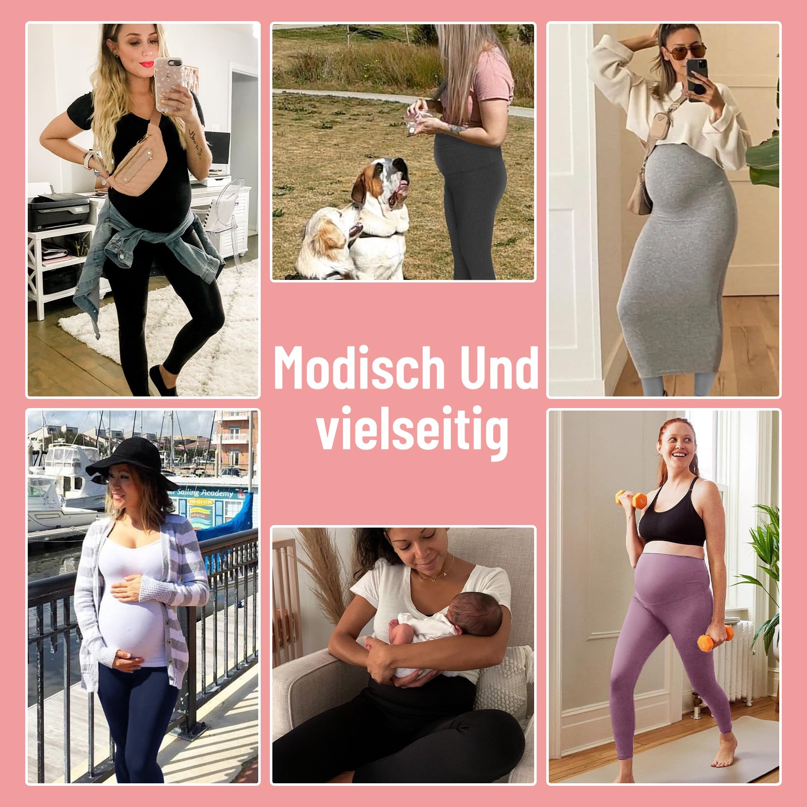 AMIYOYO Damskie legginsy ciążowe z wysokim stanem, legginsy ciążowe nieprzezroczyste, spodnie ciążowe, spodnie rekreacyjne, rozciągliwe, odzież ciążowa dla kobiet w ciąży, długie, ciemnoszary, XXL