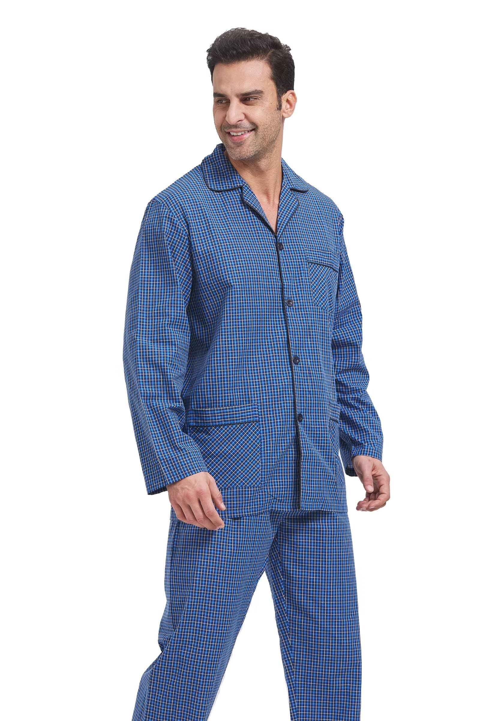 Amaxer Herren Schlafanzug Baumwolle Pyjamas Set