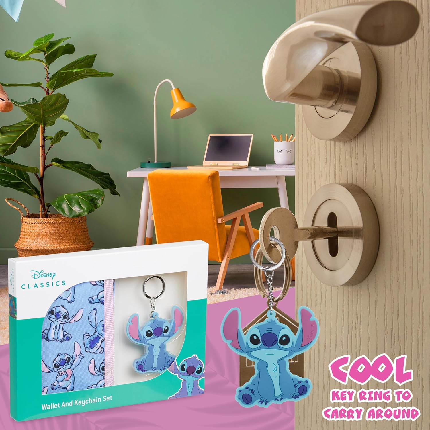 Disney Stitch Kids Wallet and Keyring Gift Set Cute Trifold Wallet with Coin Purse Card Slots and Keychain Stitch Gifts (Blue Stitch) - Image 5