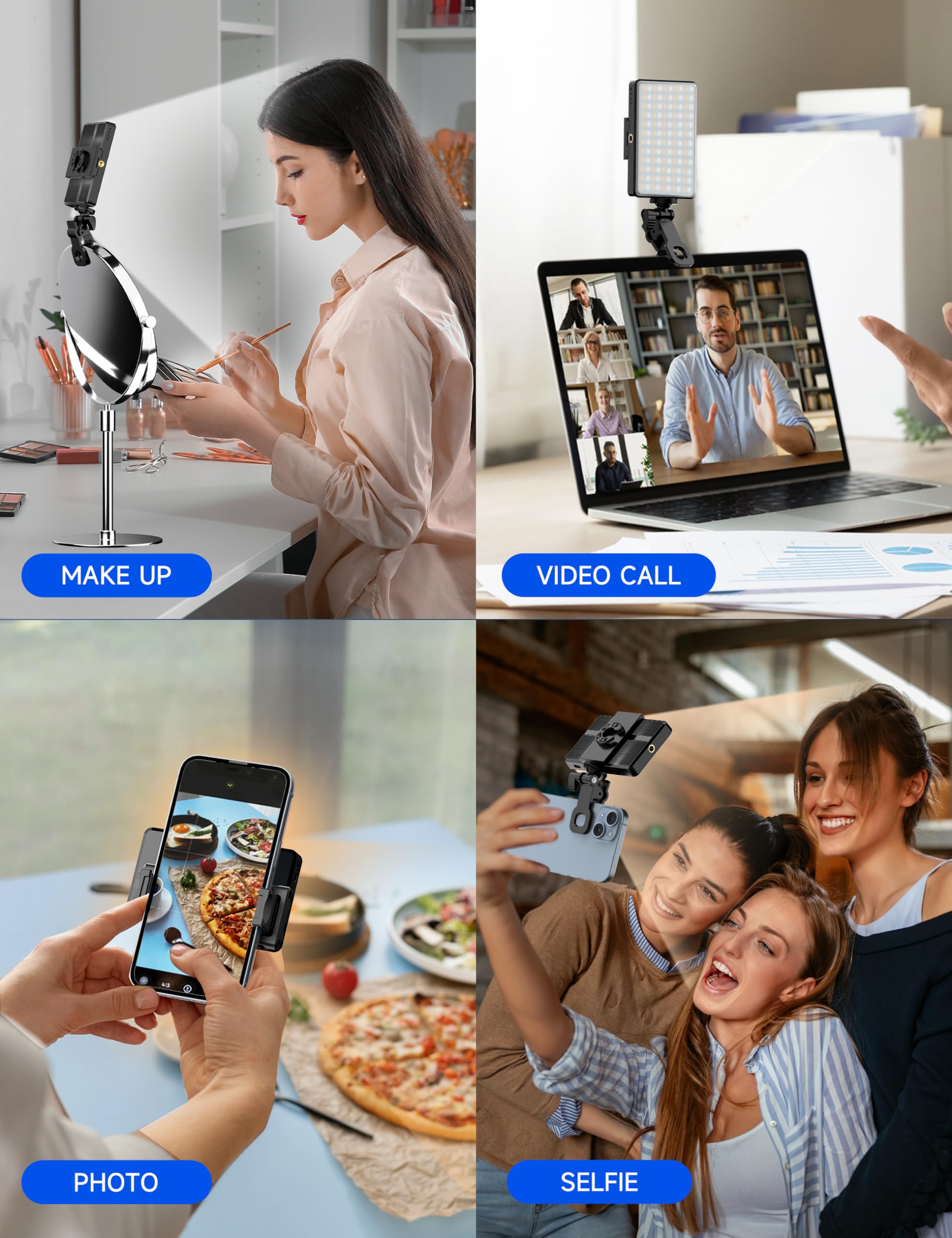 120 LED Video Light Mobile Phone Selfie Light, ładowalne kieszonkowe światło wypełniające CRI95 + panel o dużej mocy kompatybilny ze zdjęciami, podróżami, filmami, Tiktok Live Streaming