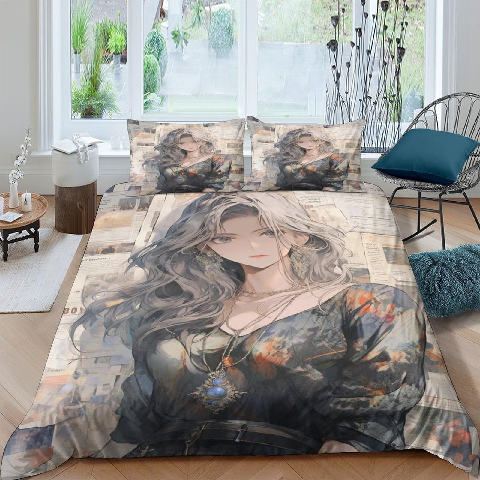 Couette 3D géométrique effet hand-painted parure de lit double originale