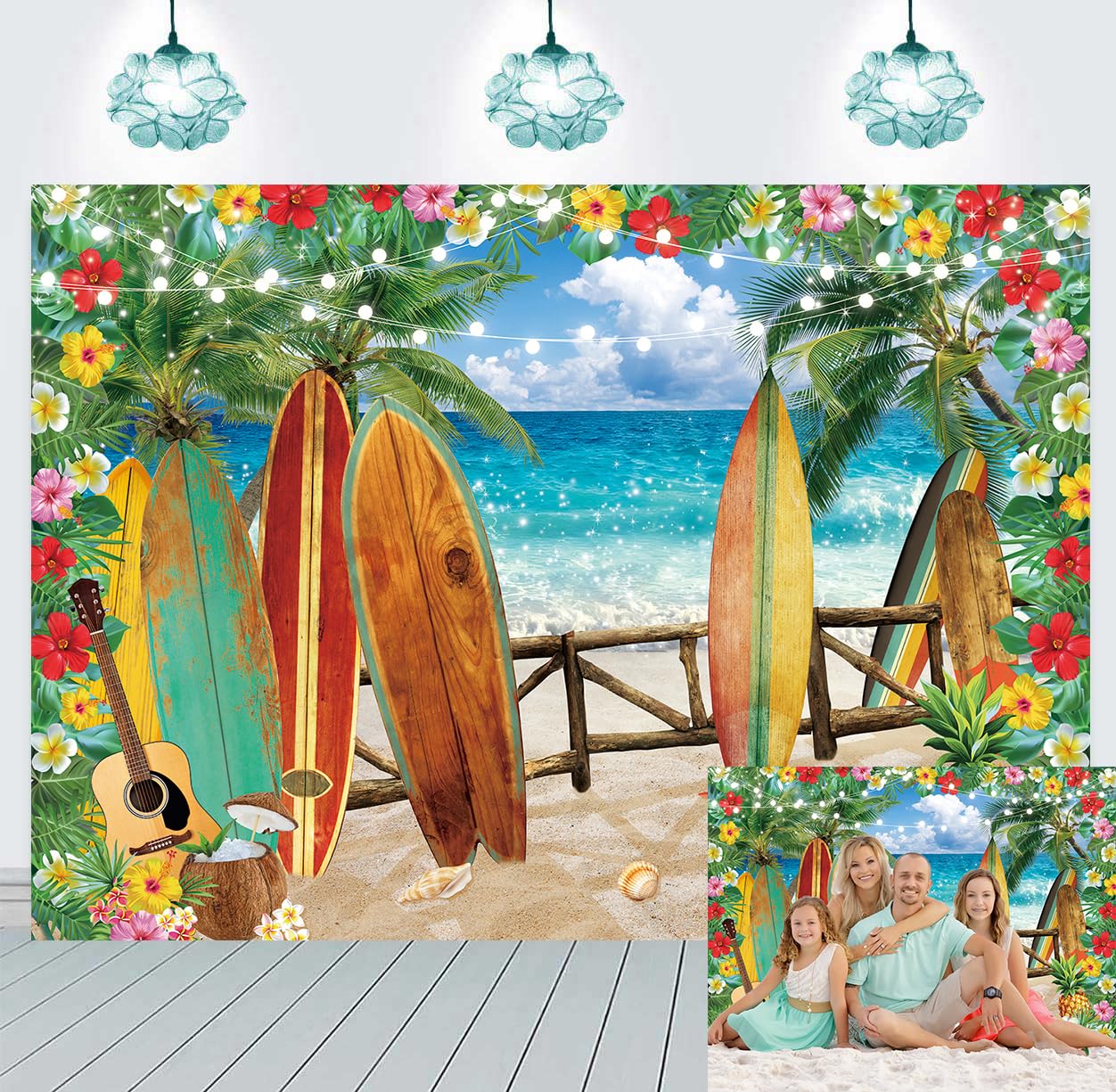 Felortte 12x8ft Polyester Fabric Summer Beach Backdrop Tropical Seaside Background