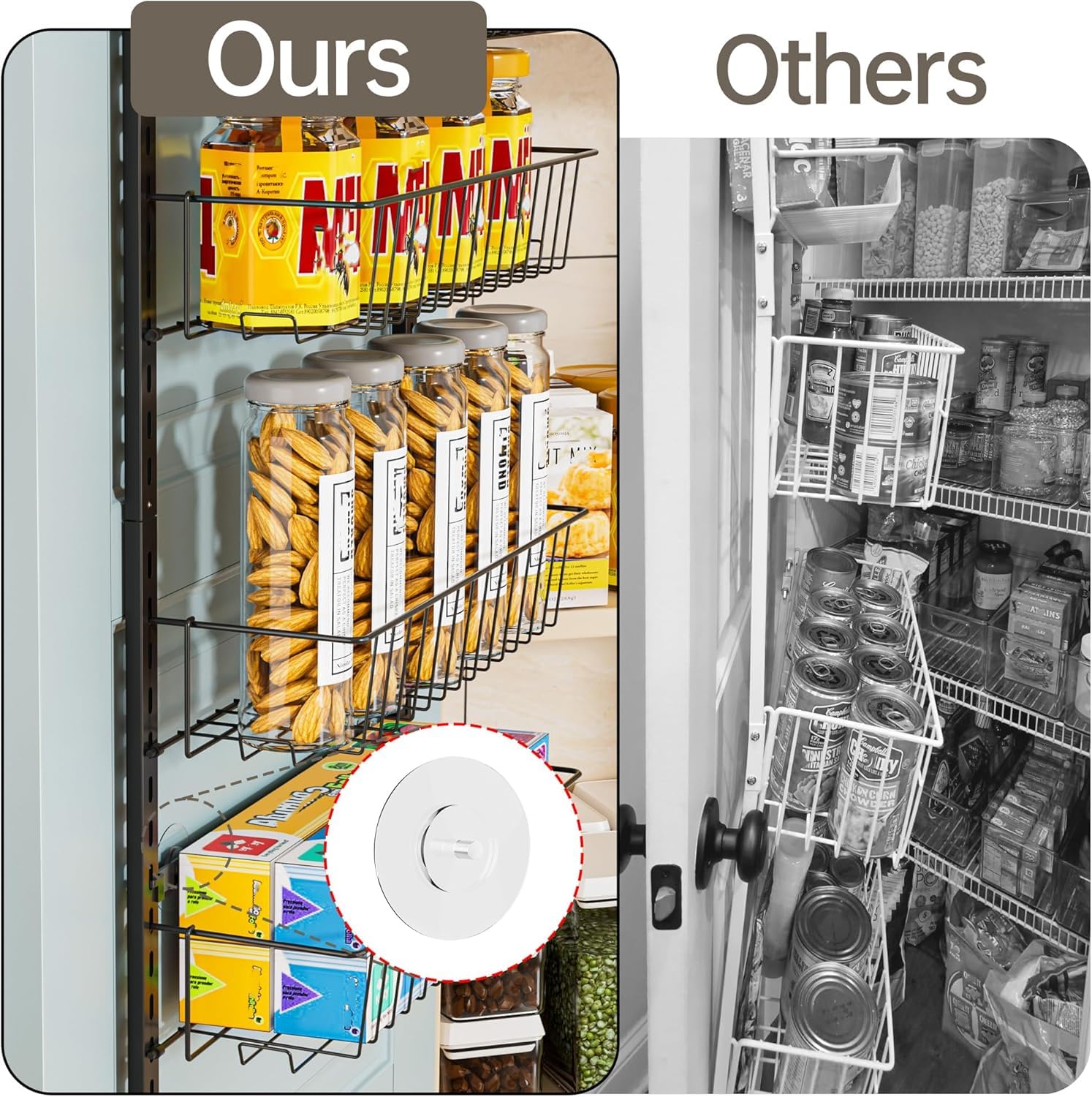 Tür Organizer,Hängeorganizer mit 6 Körben bis 27kg,Küchentür Organizer,Gewürzorganizer Pantry Bad Tür Ablage Waschküchen Organizer,Vorratsschrank-Organizer & Gewürzregal Hängend,160*39*27cm,Schwarz
