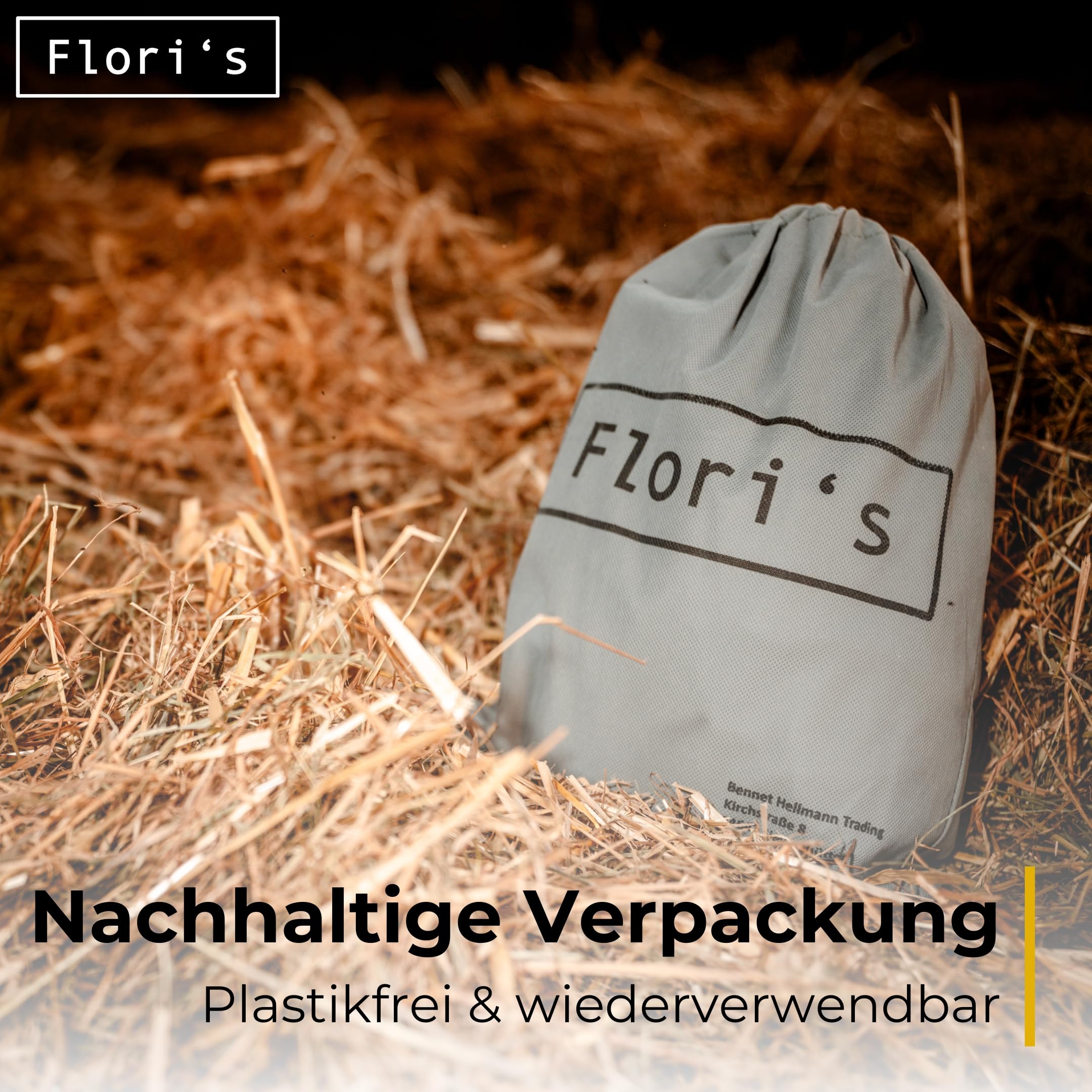 Flori's Heunetz für Pferde engmaschig 90 x 60 cm bis 3 kg Premium Heusack