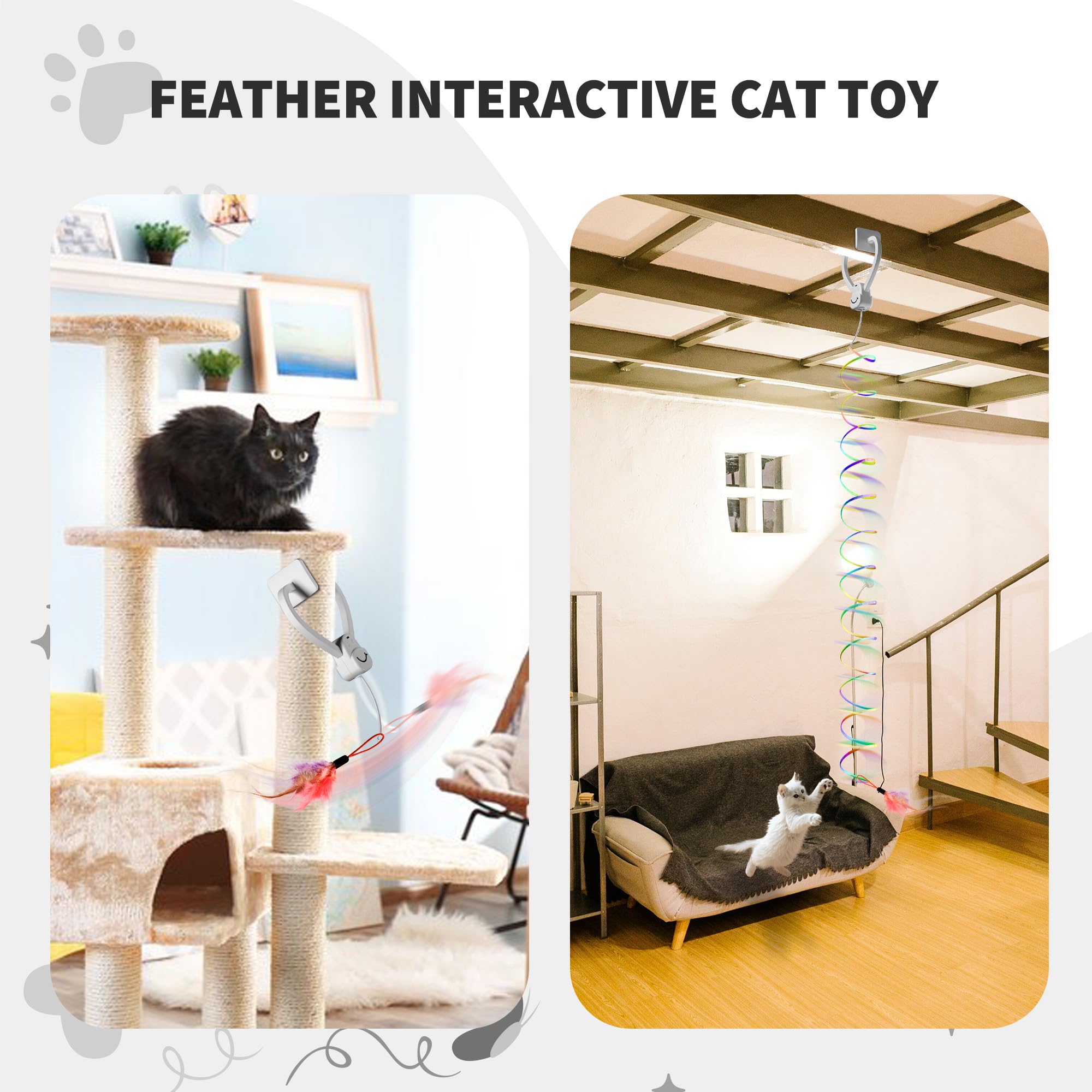 Jouets interactifs pour chats d'intérieur, jouets de stimulation d'enrichissement, jouet électrique à suspendre à la porte, jouet pour chaton, jouet automatique à plumes pour adultes et chatons