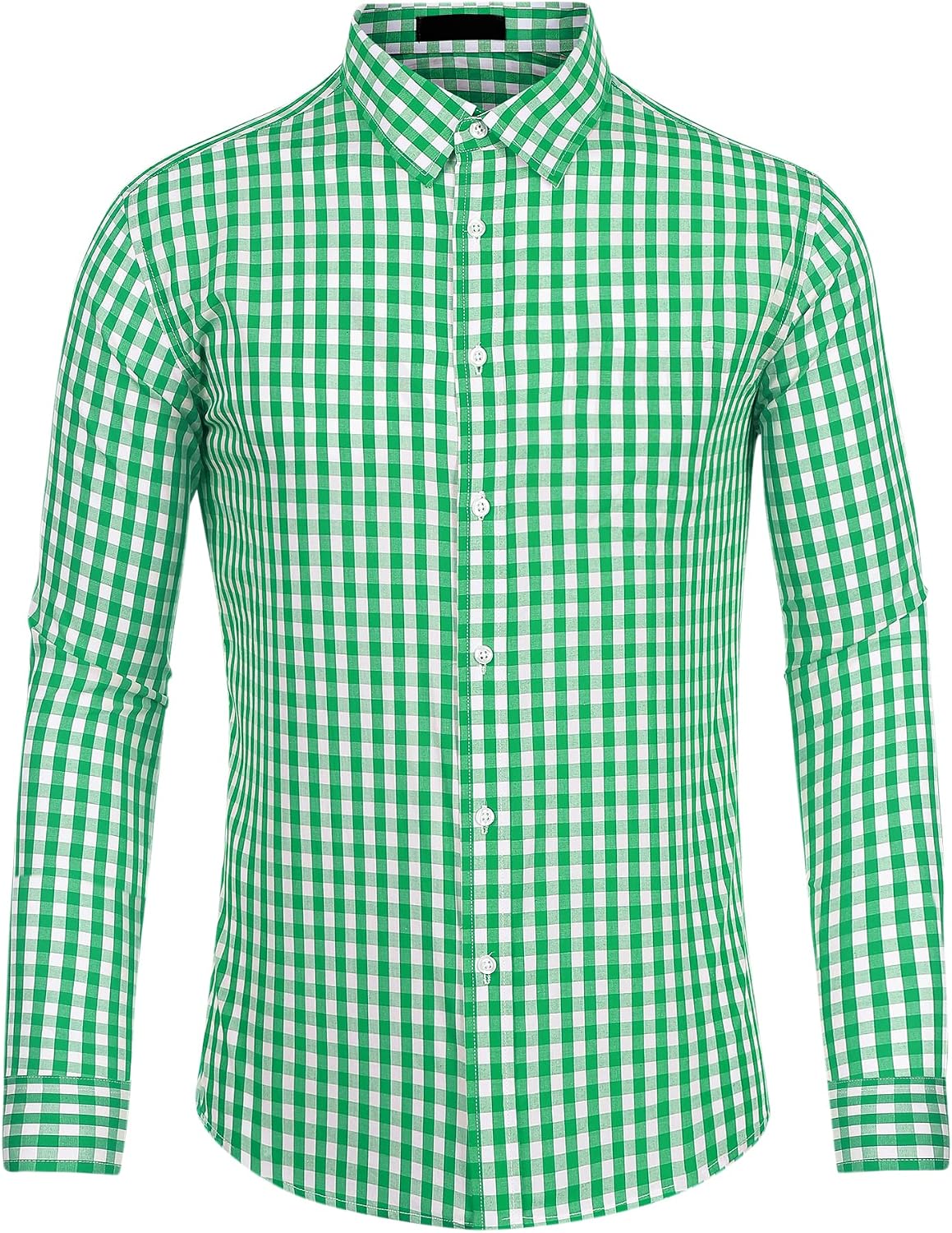 Lars Amadeus Men's Plaid Shirt Button Down Long Sleeves Dress Gingham Checkered Shirts