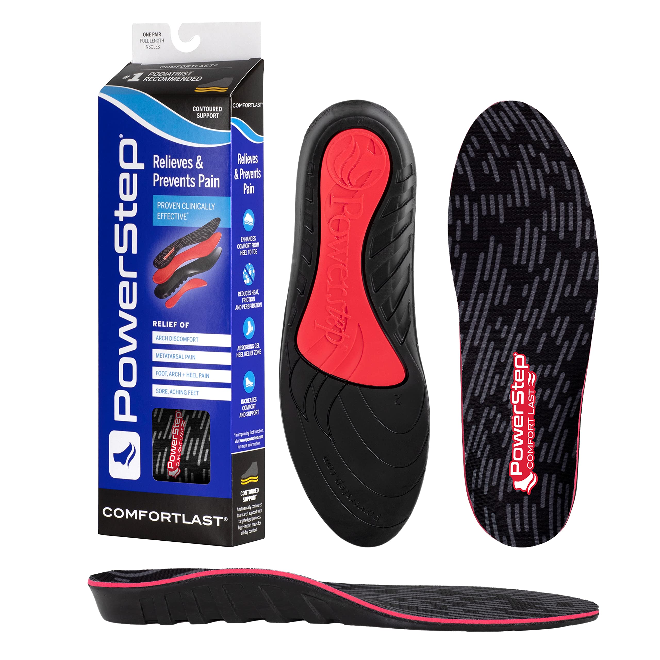 Powerstep ComfortLast Full Insole, Black, Men's 13-14.5