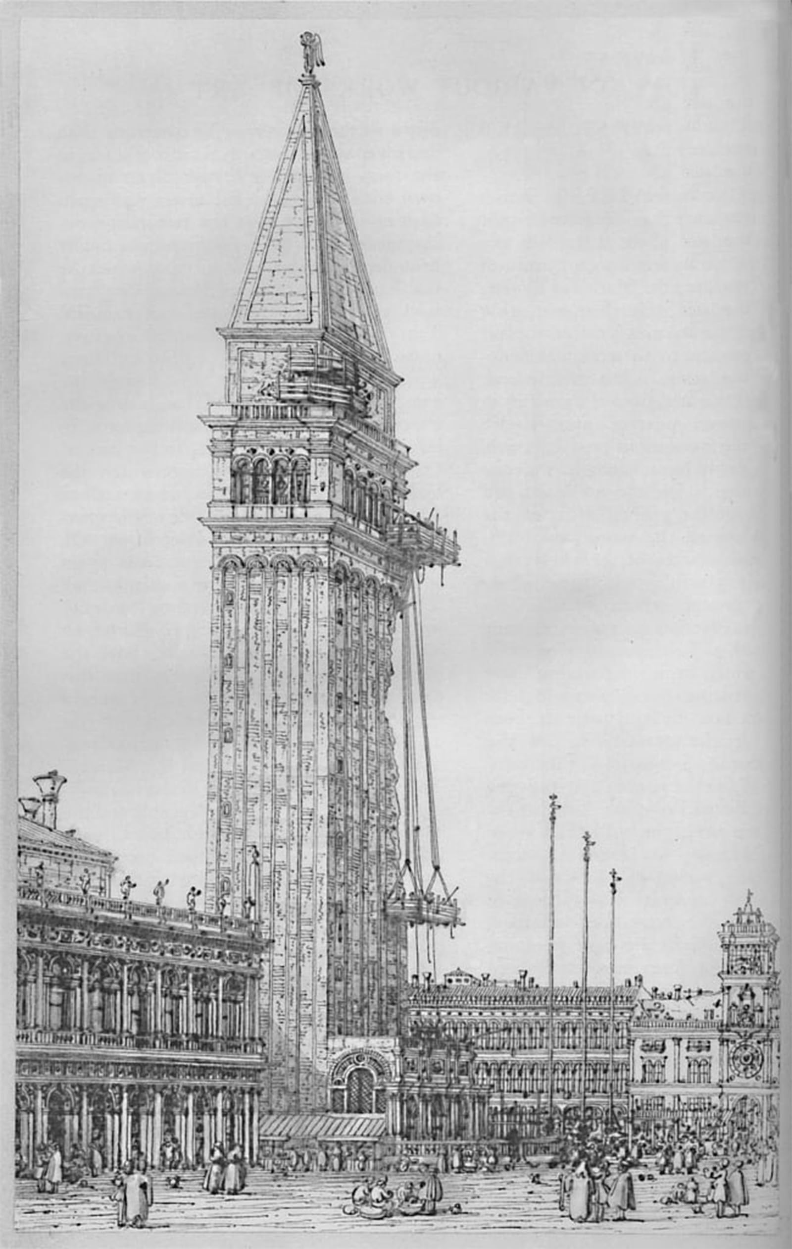 POSTERIIk Famous Animal Posters Vintage Picture The Campanile of St. Marks While Undergoing Repair in by Antonio Canal Modern Wall Decor for Home Decor 60x90cm
