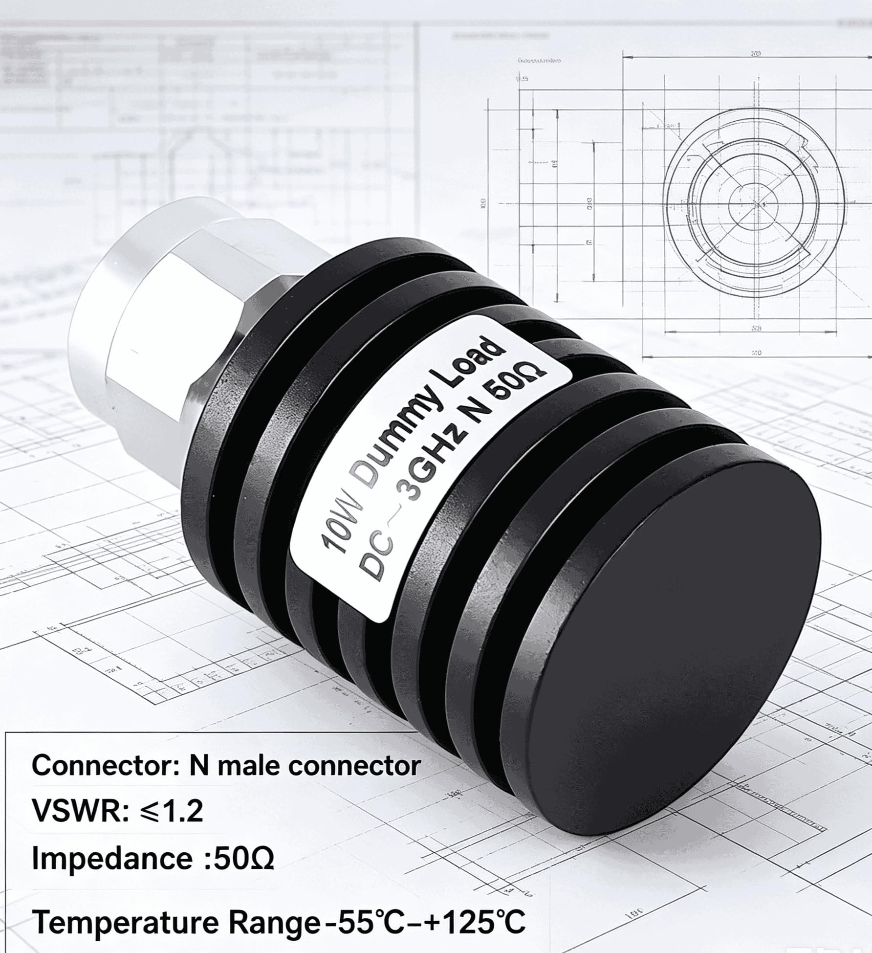 Produktbild von Qury Dummy Load 100W 50Ω N-Typ – HF Abschluss DC–3 GHz, SWR <1,2, Mit Kühlkörper, Für Amateurfunk, Labor, Sender-Tests, SWR-Kalibrierung