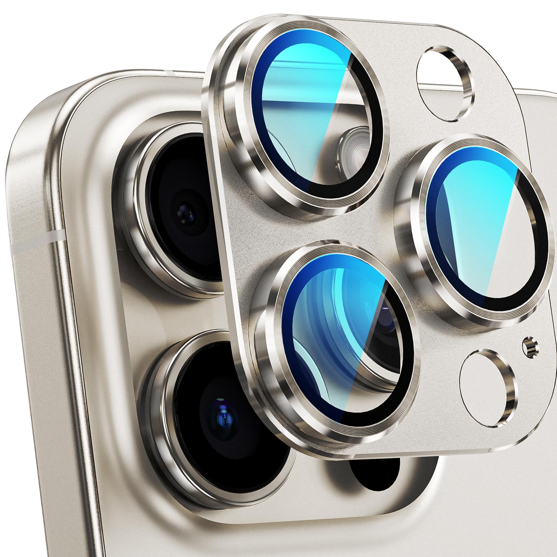 YWXTW Designed for iPhone 16 Pro/iPhone 16 Pro Max Camera Lens Protector, [1:1 Perfect Fit] Full Coverage Matte Metal Tempered Glass Camera Screen Cover Accessories, Case Friendly (Natural Titanium)