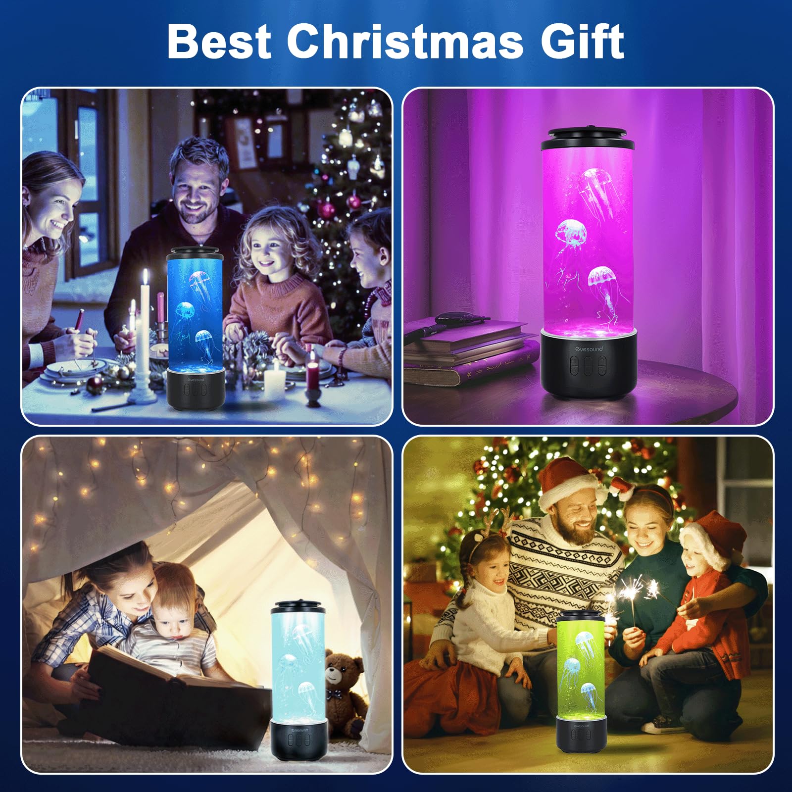 Lampe Meduse Aquarium Lumineuse avec Haut-parleur Bluetooth, 7 Couleurs Changeantes+4 Mode d'éclairage, Lampe de lave avec 3 Bruit blanc, Télécommande, Lampe d'ambianc pour Décoration et Cadeau (Noir)
