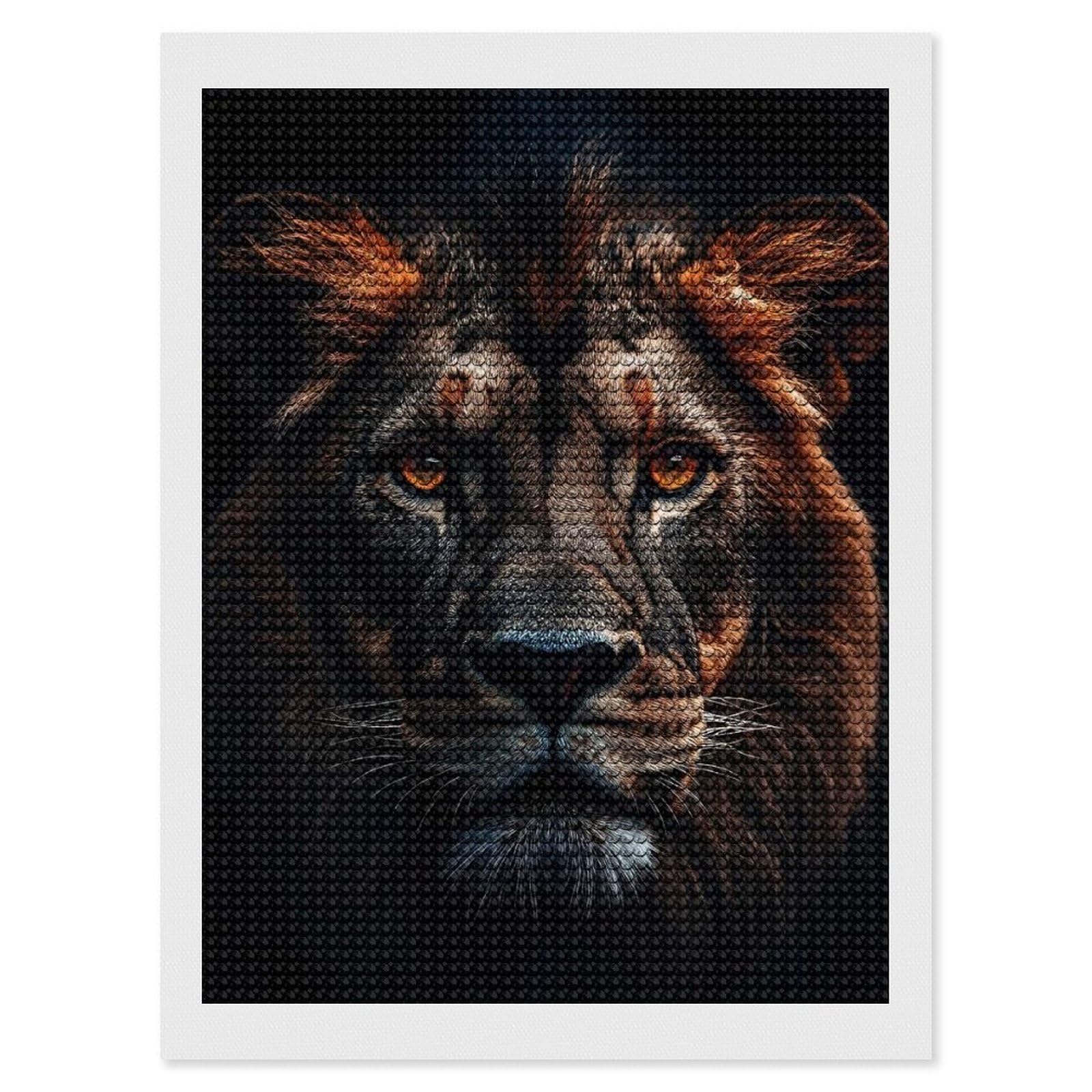 Junmoney Majestic Lion Portrait(2) Diamond Art Canvas 12"x16", for Adults, Pleasing Wall Art Project, Modern Decor, Gift Idea, Nice Detail and Sparkle