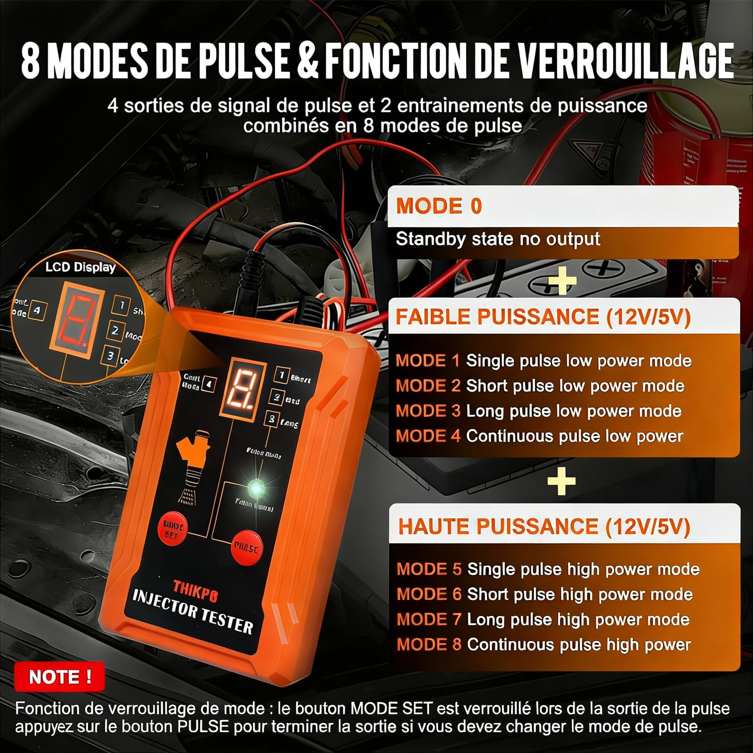 Tester dysz wtryskowych, zestaw do czyszczenia wtryskiwacza z 4 adapterami, 12 V, zestaw do czyszczenia wtryskiwacza paliwa z 4 adapterami i 4 przewodami testowymi i 8 trybami impulsowymi Beley