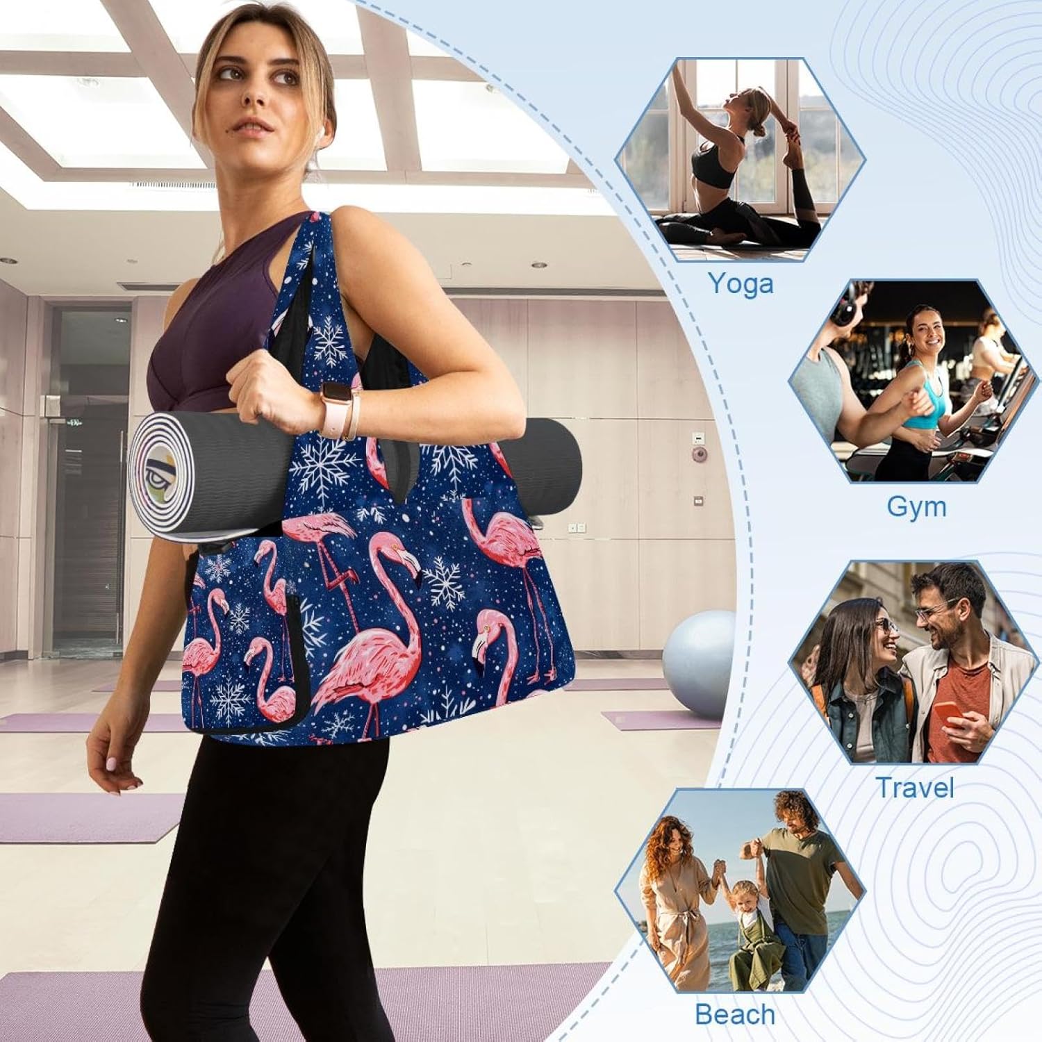Gym Bag for Women, Avocado Yoga Mat Bag with Shoe Compartment, Sport Yoga Gym Bag with Yoga Strap, Carryall Yoga Tote Bag