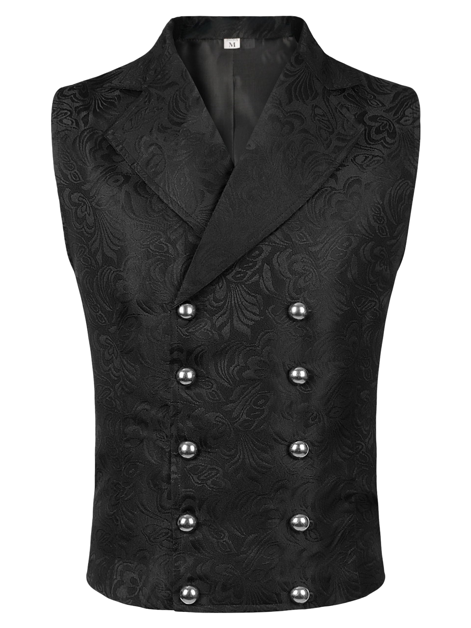 Men Victorian Suit Vest Black Steampunk Vest Waistcoat Double Breasted Jacquard Gothic Renaissance Vest for Men-image-44
