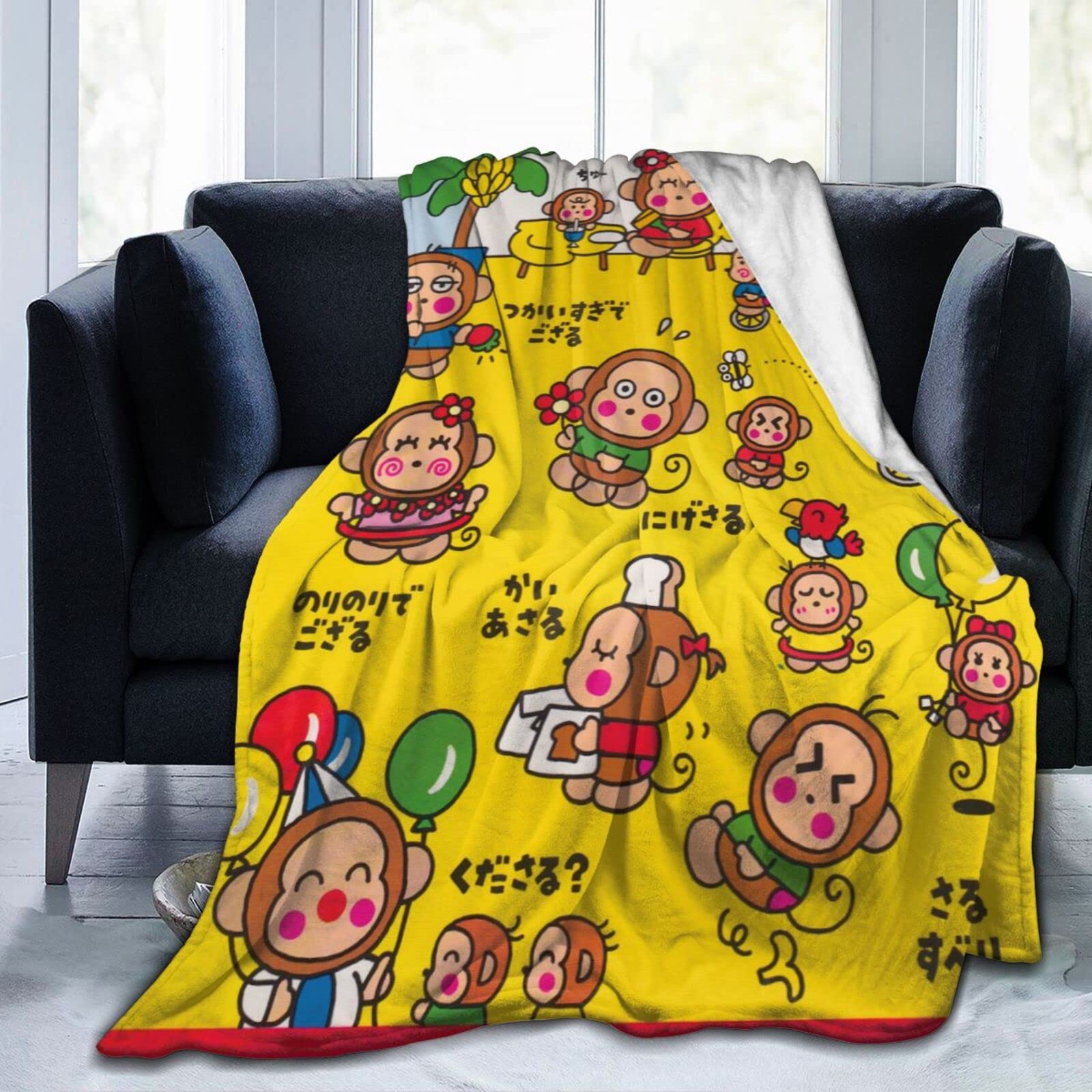 Amazon｜ブランケット おさるのもんきち アニメ 毛布 ひざ掛け 軽量