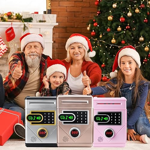 Miniatura 6 de Veilxty Hucha con pantalla táctil, alcancía electrónica con contraseñas para niños, alcancía de música, conteo de dinero, banco de monedas, cajeros