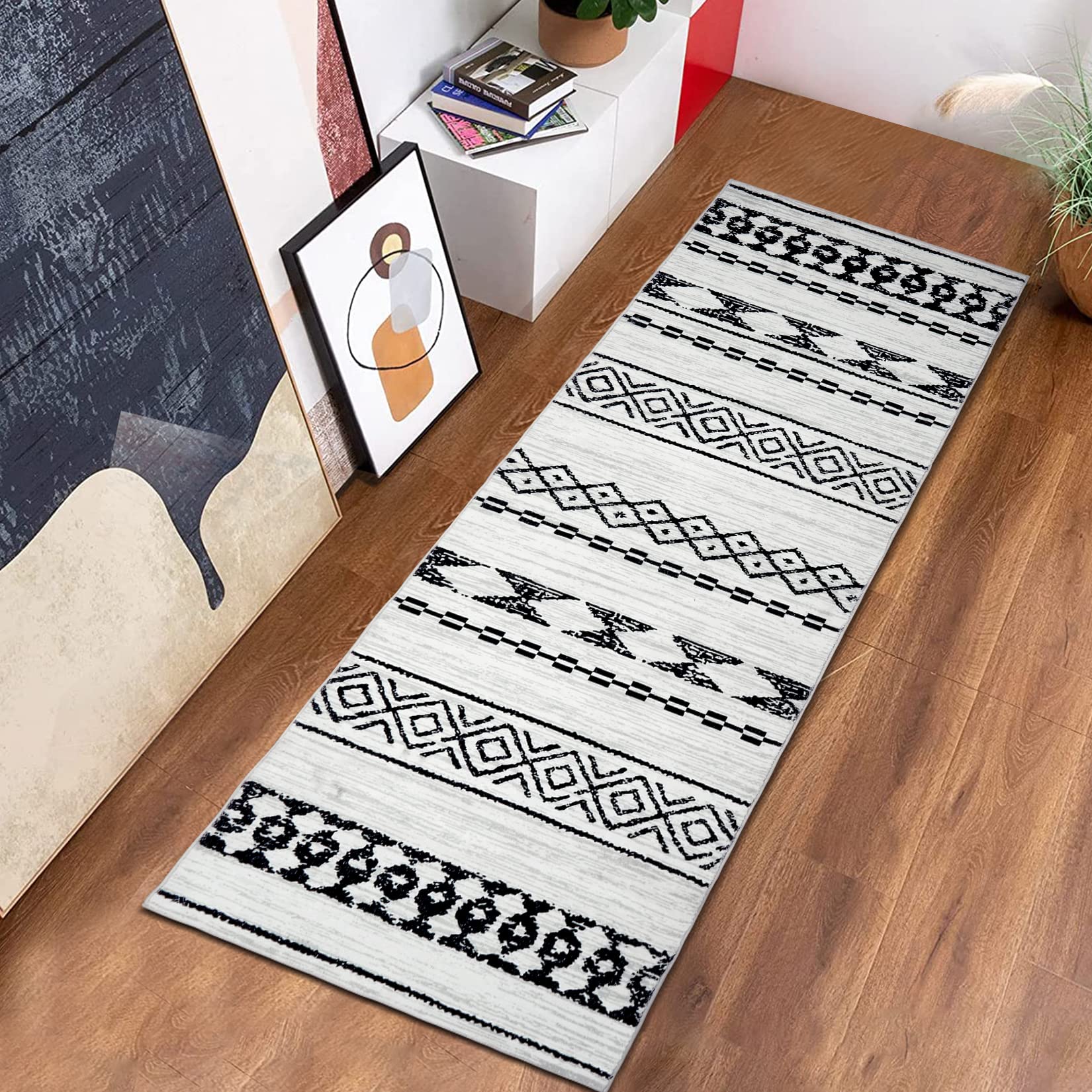 2x8 Long Hallway Runner Rug Waterproof Boho Kitchen Rug Runner Moroccan  Area Rug Mat Geometric Washable Runner Rug Mat for Living Room Entryway