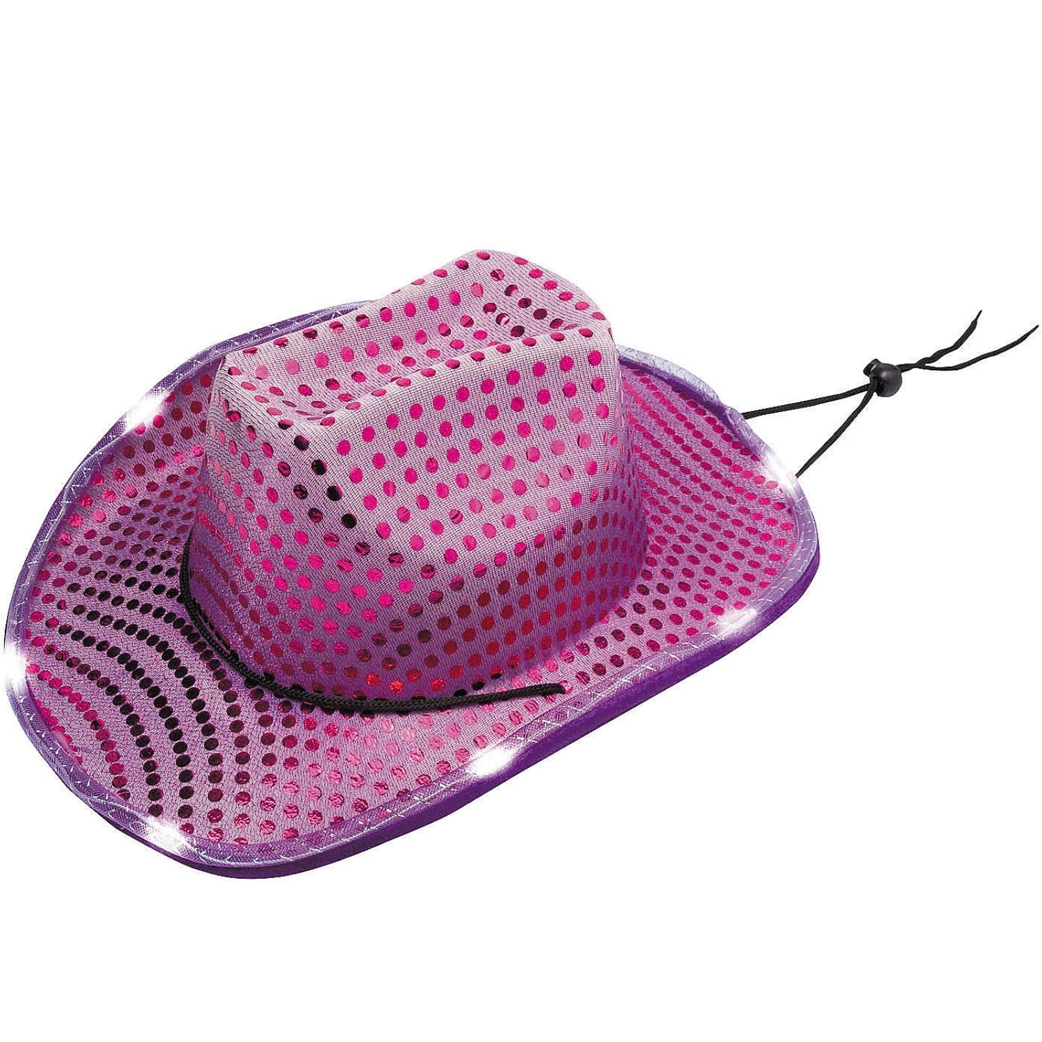 Photo 1 of Fun Express 23" Adults Light-Up Purple Sequin Polyester Cowboy Hats - 6 Pieces