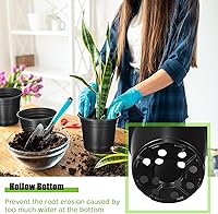Vista 3 de Dandat 500 macetas de plástico de 6 pulgadas para vivero, macetas de siembra con agujeros de drenaje, paquete a granel, contenedor de plantas