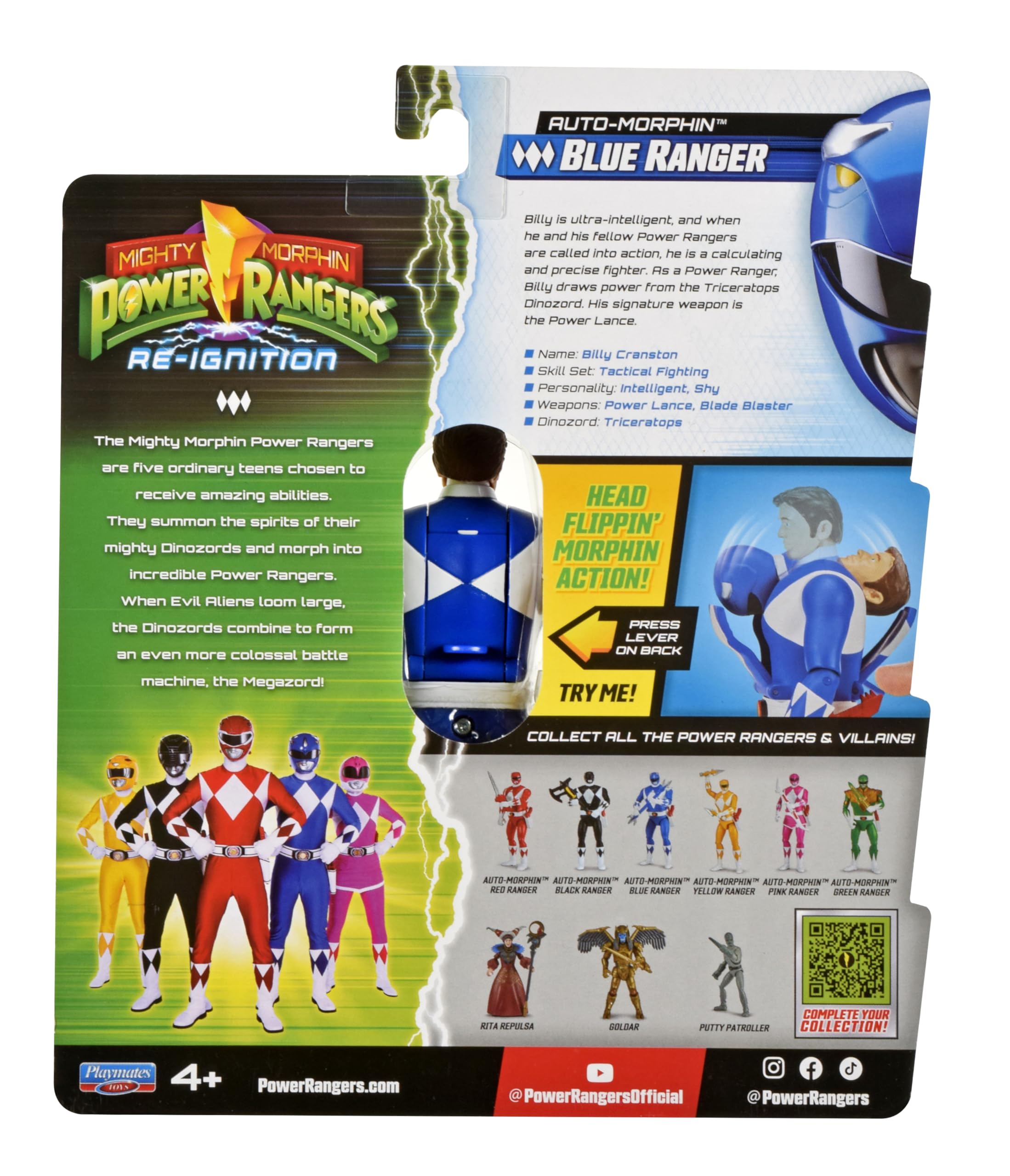 Power Rangers, Figura articulada, 15 cm, Ranger Azul, 4+, PWG074