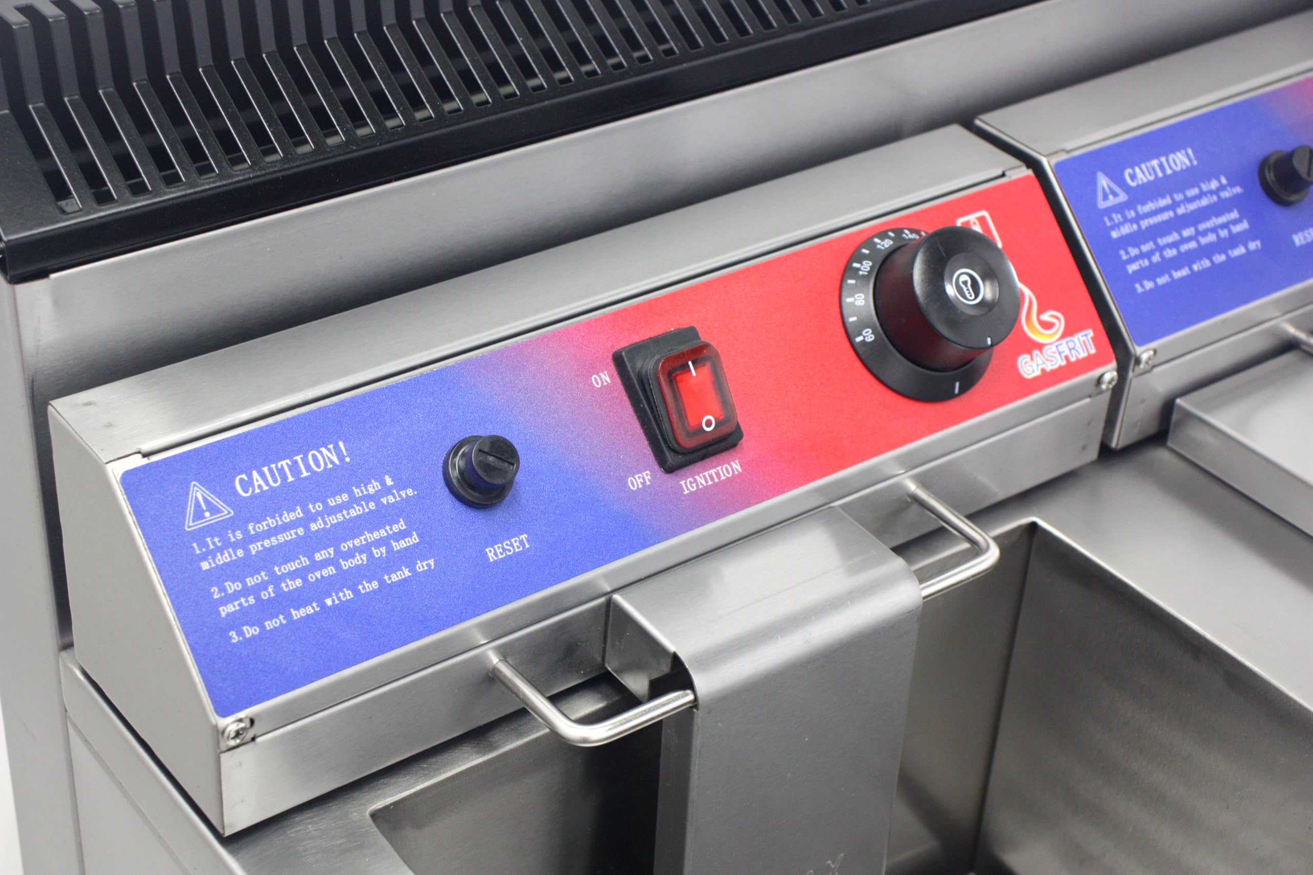 Friggitrice a gas professionale con rubinetto 17 l o 2 x 17 l, acciaio inox, termostato EGO, accensione elettronica, zona fredda, ospitalità, bar, ristoranti (17+17 L)