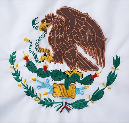 Miniatura 2 de Homissor Bandera mexicana Bandera de México 4 x 6 banderas bordadas a rayas cosidas 240D bandera nacional MX resistente para interiores y exteriores