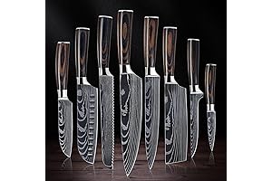 SENKEN 8-Piece Japanese Damascus Knife Set