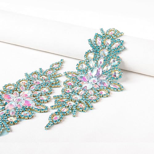 Vista 27 de DUOBAO Rhinestone Pearl Bead Applique Iridescent Rhinestones Appliques for Dresses Vintage Crystal Bridal Sash Wedding Dress Belt