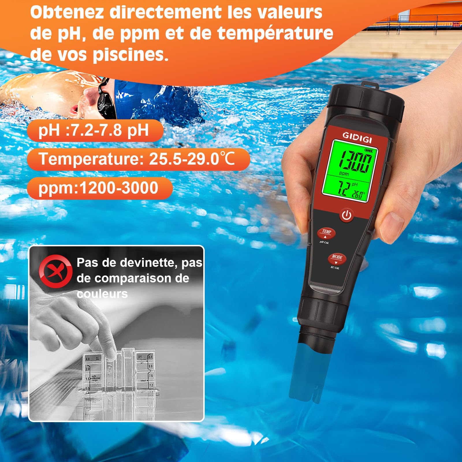 pH-mètre pour Eau hydroponique, testeur de pH numérique, testeur TDS, EC PPM pour nutriments végétaux, conductimètre 4 en 1, Stylo pH pour Eau Potable, Eau de Javel, Plantes d'intérieur