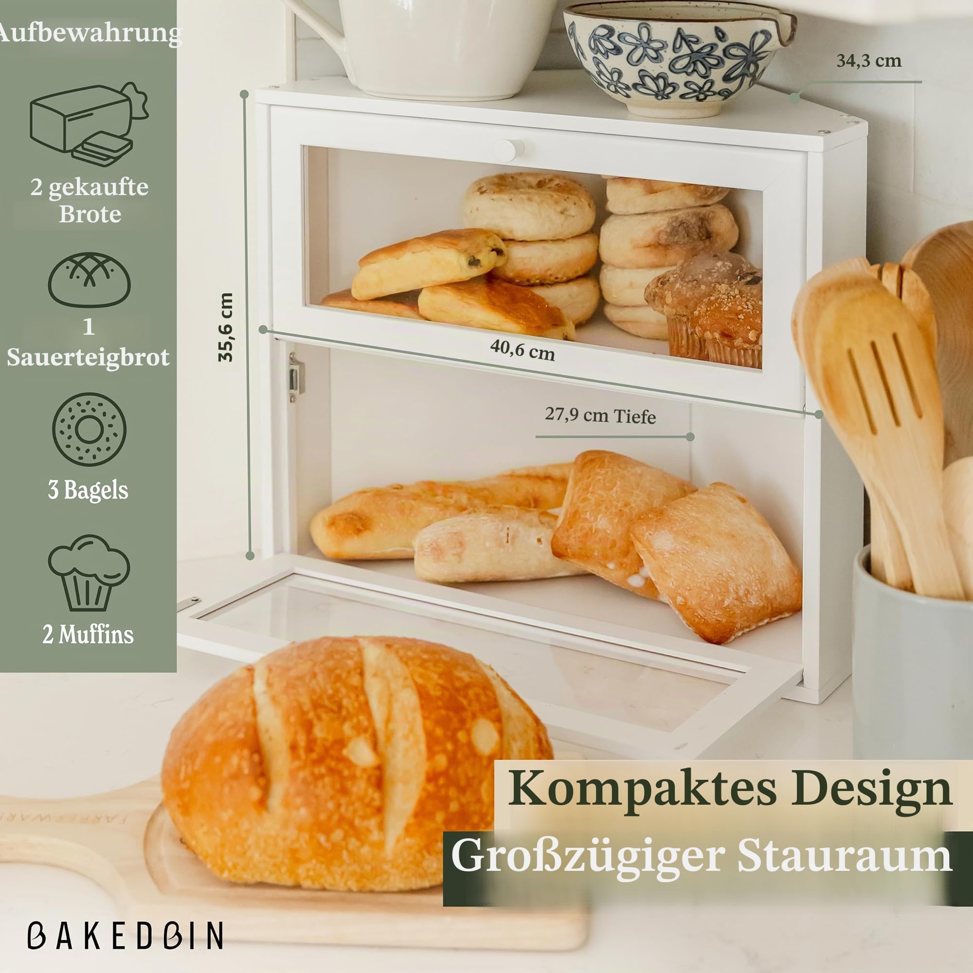 aufbewahrung brot küche BakedBin Eck-Brotkasten für Küchenarbeitsplatte, luftdichtes Design, extra groß, doppellagig, weiß, Vintage-Aufbewahrung für hausgemachtes Brot, Unterschrank-Organizer Küche, Haushalt & Wohnen Color:Cherry trox-pro Muttermilch: Aufbewahrung, Haltbarkeit, Transport